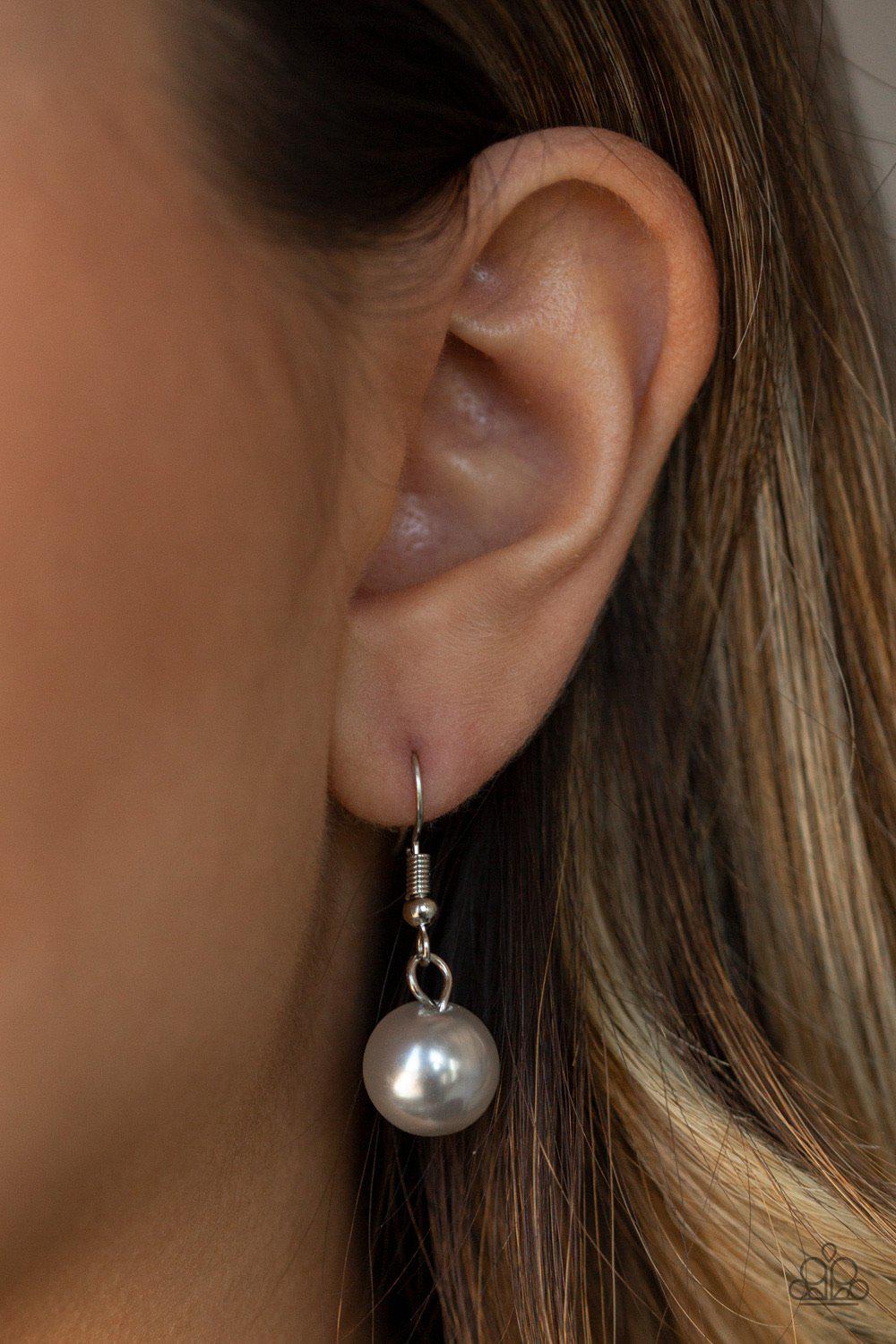 Charmingly Colorful Silver Pearl Necklace - Paparazzi Accessories - free matching earrings -CarasShop.com - Paparazzi Jewelry by Cara Jewels