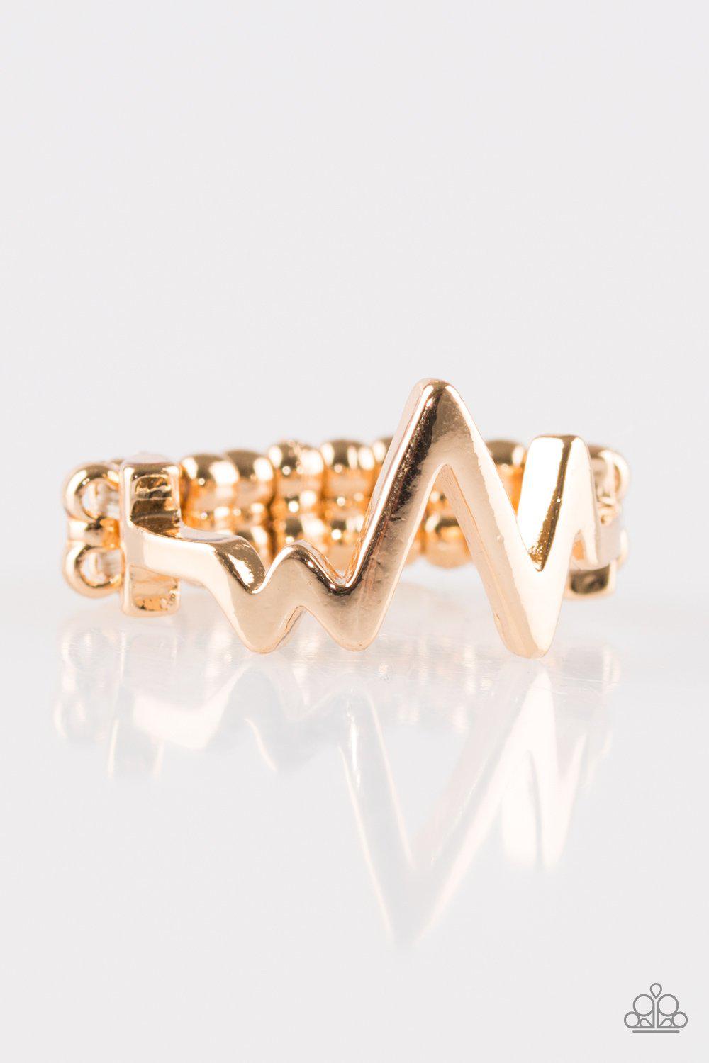 Check My Pulse Gold Ring - Paparazzi Accessories- lightbox - CarasShop.com - Paparazzi Jewelry by Cara Jewels