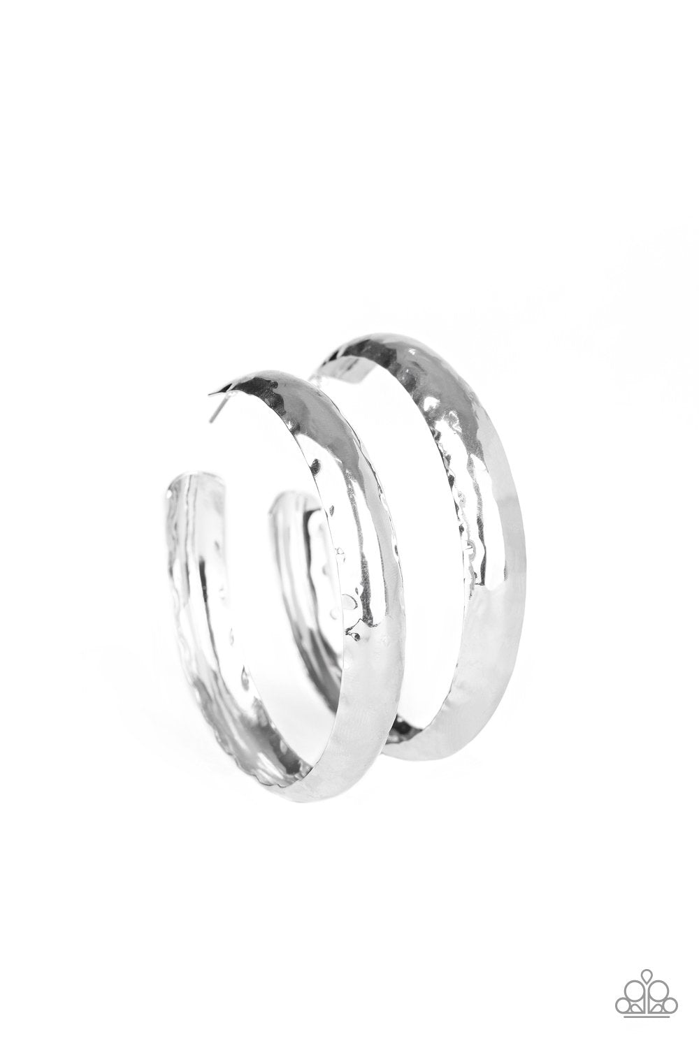 Check Out These Curves Silver Hoop Earrings - Paparazzi Accessories- lightbox - CarasShop.com - Paparazzi Jewelry by Cara Jewels