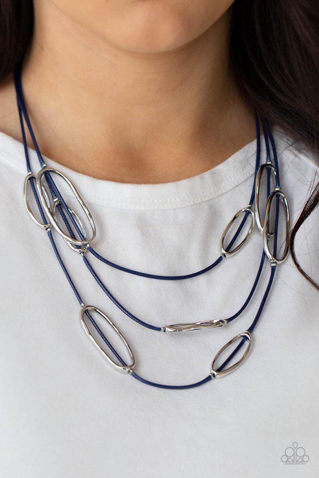 Check Your CORD-inates Blue Necklace - Paparazzi Accessories- lightbox - CarasShop.com - Paparazzi Jewelry by Cara Jewels