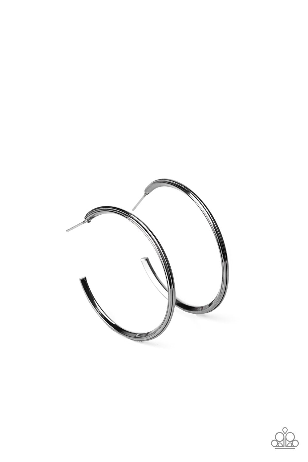 Chic As Can Be Gunmetal Black Hoop Earrings - Paparazzi Accessories- lightbox - CarasShop.com - Paparazzi Jewelry by Cara Jewels