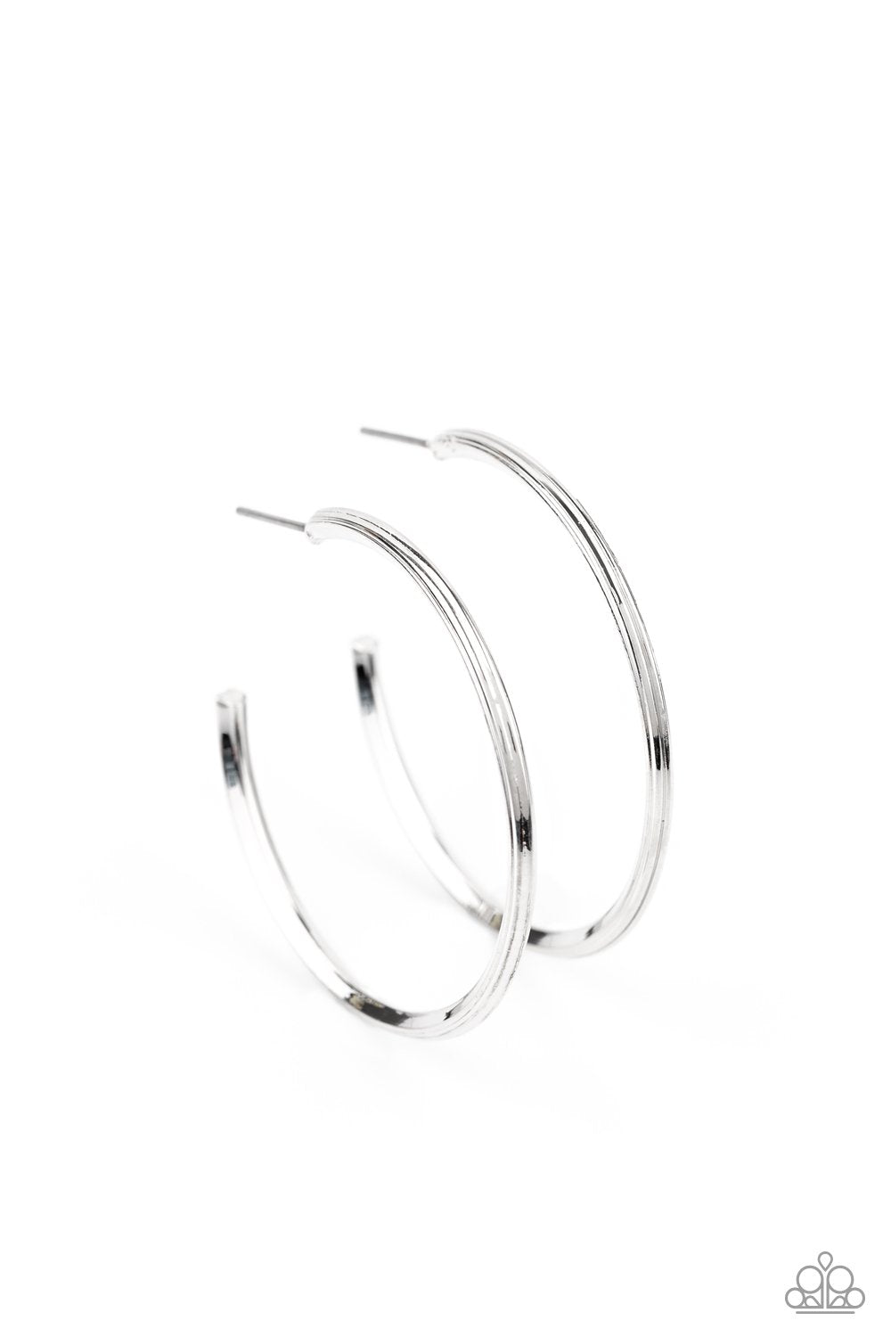 Chic as Can Be Silver Hoop Earrings - Paparazzi Accessories- lightbox - CarasShop.com - Paparazzi Jewelry by Cara Jewels