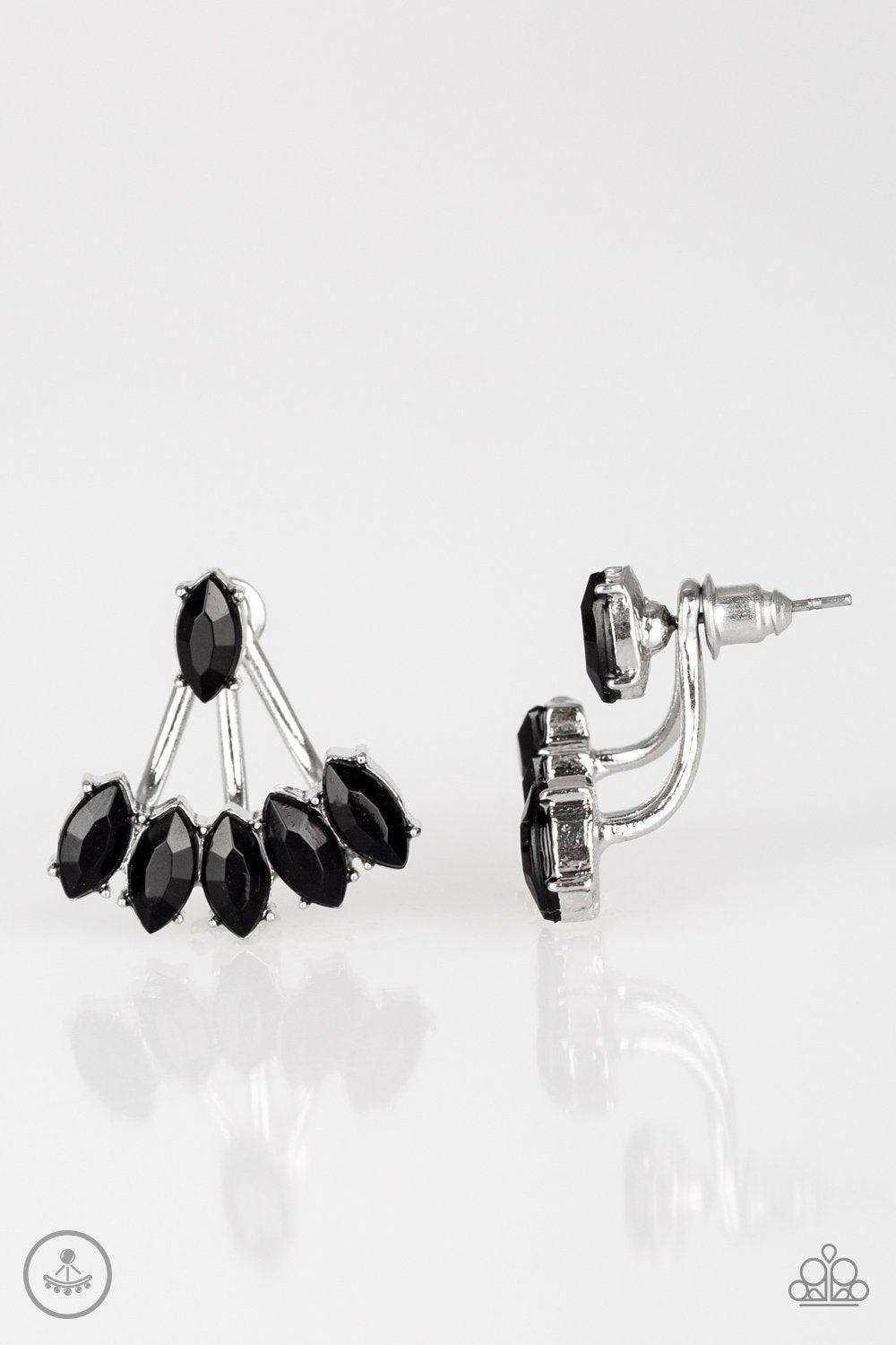 Chicly Carnivalesque Black Double-sided Post Earrings - Paparazzi Accessories- lightbox - CarasShop.com - Paparazzi Jewelry by Cara Jewels