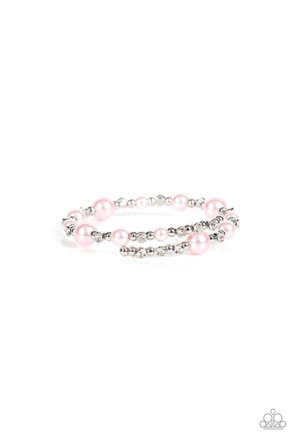 Chicly Celebrity Pink Pearl Coil Bracelet - Paparazzi Accessories- lightbox - CarasShop.com - Paparazzi Jewelry by Cara Jewels