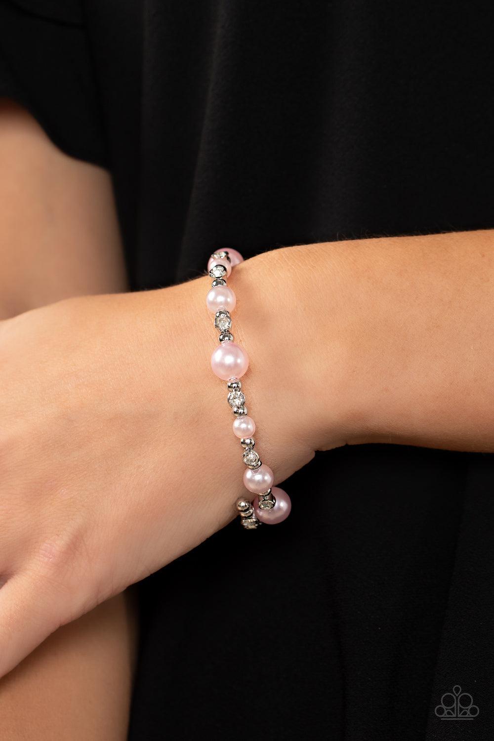 Chicly Celebrity Pink Pearl Coil Bracelet - Paparazzi Accessories- lightbox - CarasShop.com - Paparazzi Jewelry by Cara Jewels