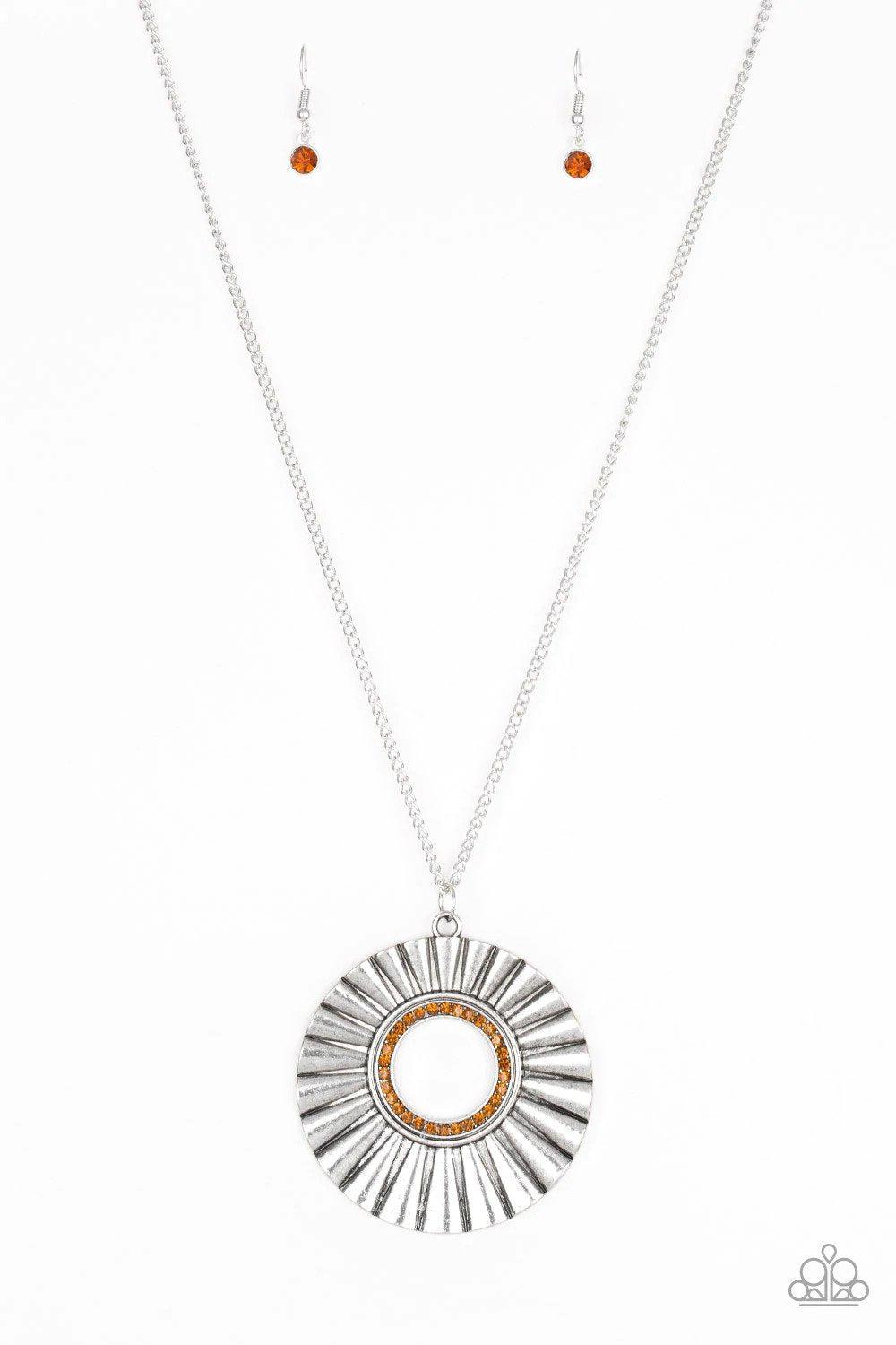 Chicly Centered Brown Necklace - Paparazzi Accessories- lightbox - CarasShop.com - Paparazzi Jewelry by Cara Jewels