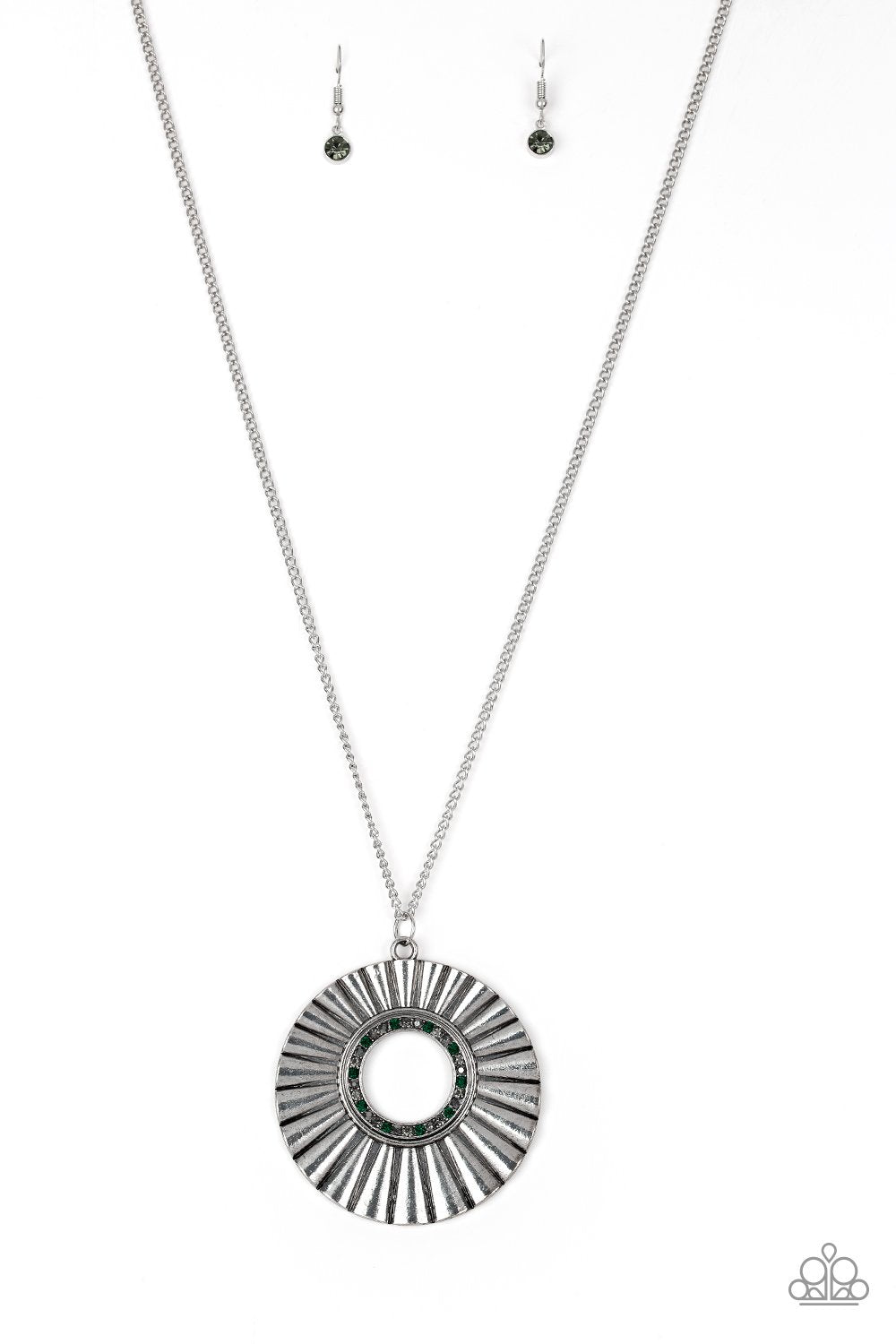 Chicly Centered Multi Rhinestone and Silver Necklace - Paparazzi Accessories- lightbox - CarasShop.com - Paparazzi Jewelry by Cara Jewels