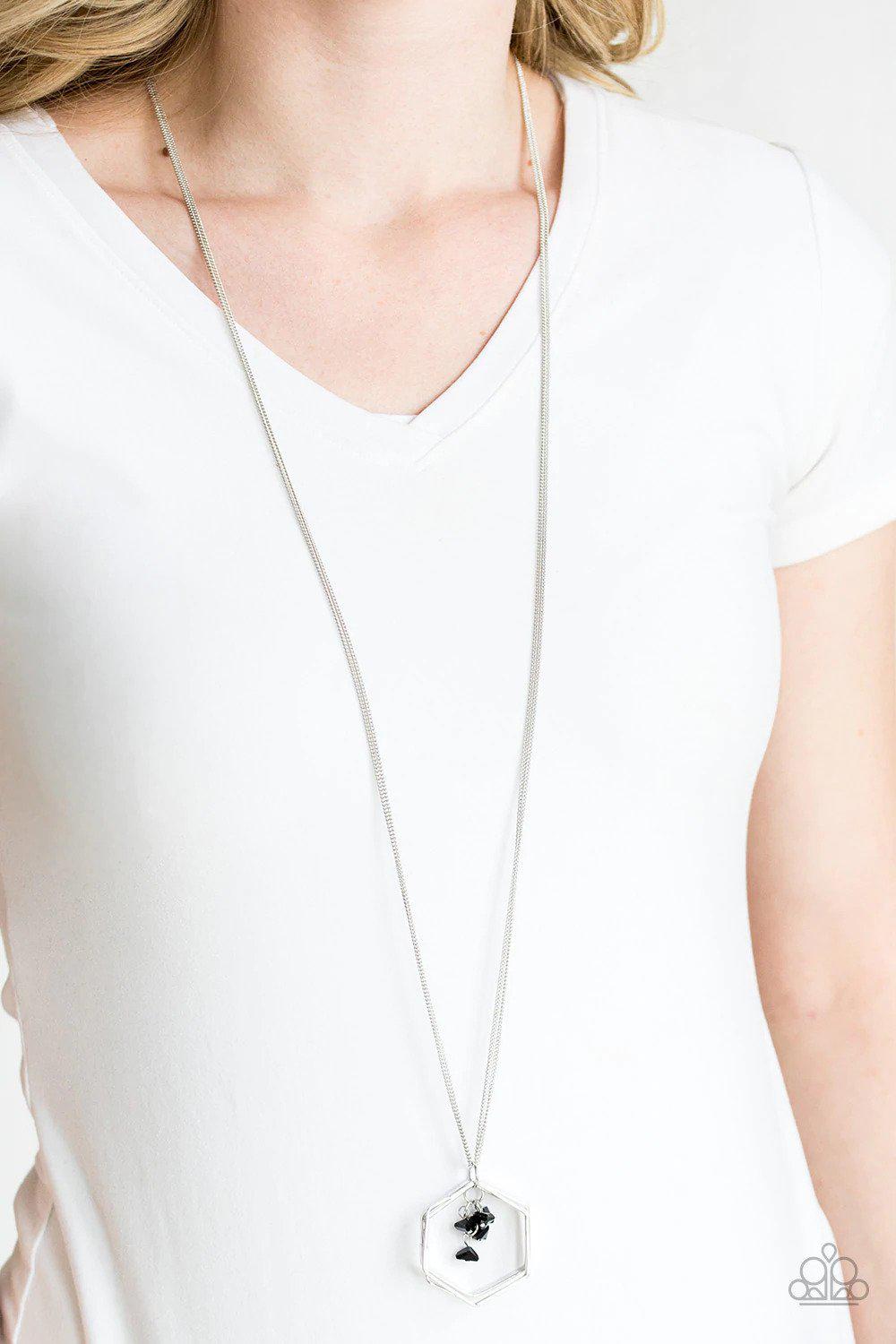 Chicly Geocentric Black Necklace - Paparazzi Accessories- lightbox - CarasShop.com - Paparazzi Jewelry by Cara Jewels