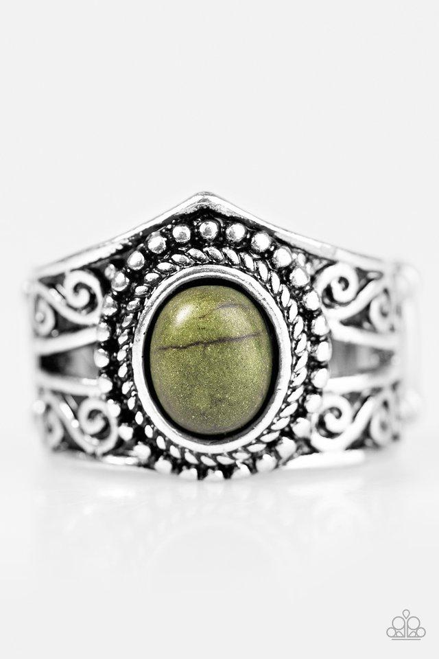 Chief of Chic Green Stone Ring - Paparazzi Accessories- lightbox - CarasShop.com - Paparazzi Jewelry by Cara Jewels