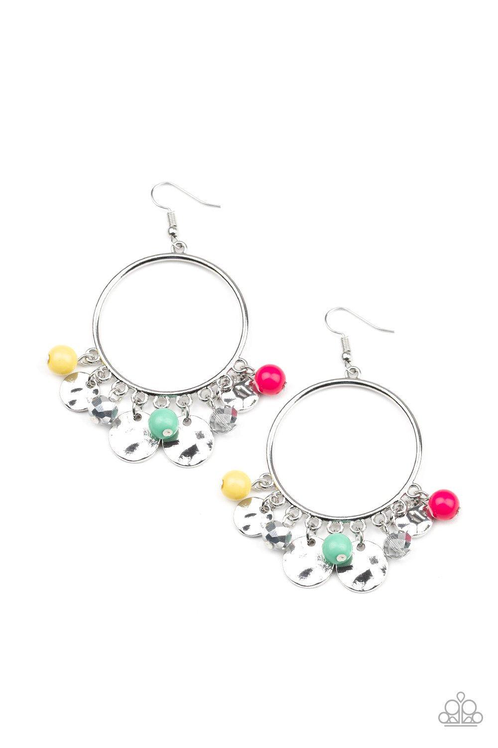 Chroma Chimes Multi-color Bead and Silver Earrings - Paparazzi Accessories- lightbox - CarasShop.com - Paparazzi Jewelry by Cara Jewels