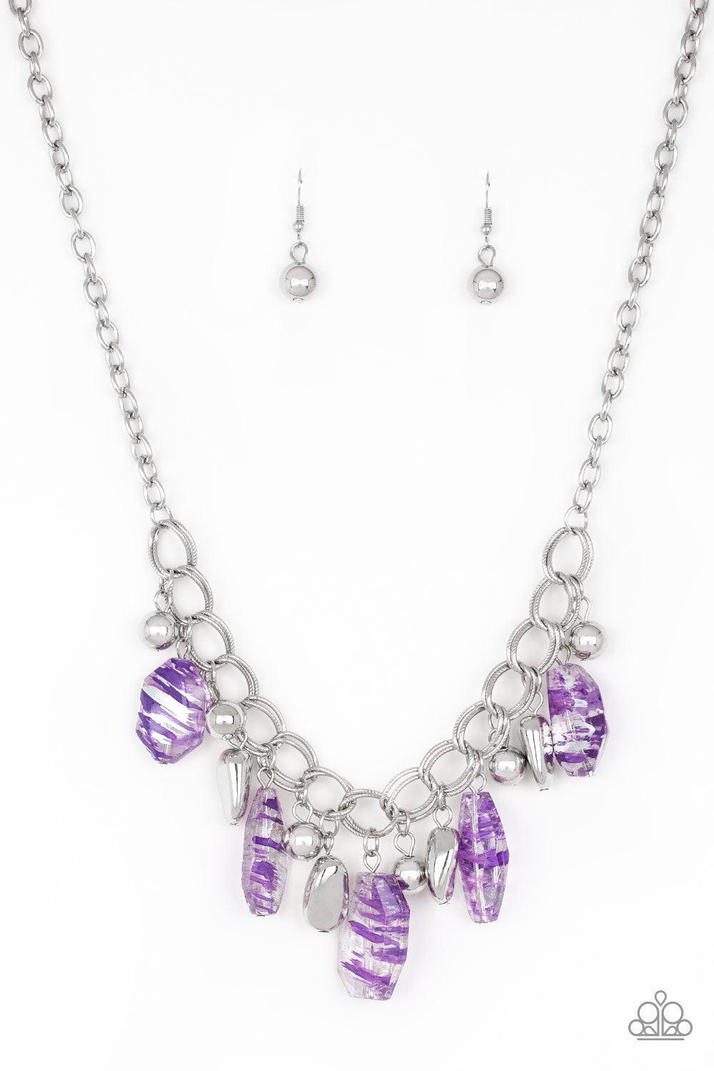 Chroma Drama Purple and Silver Necklace - Paparazzi Accessories- lightbox - CarasShop.com - Paparazzi Jewelry by Cara Jewels