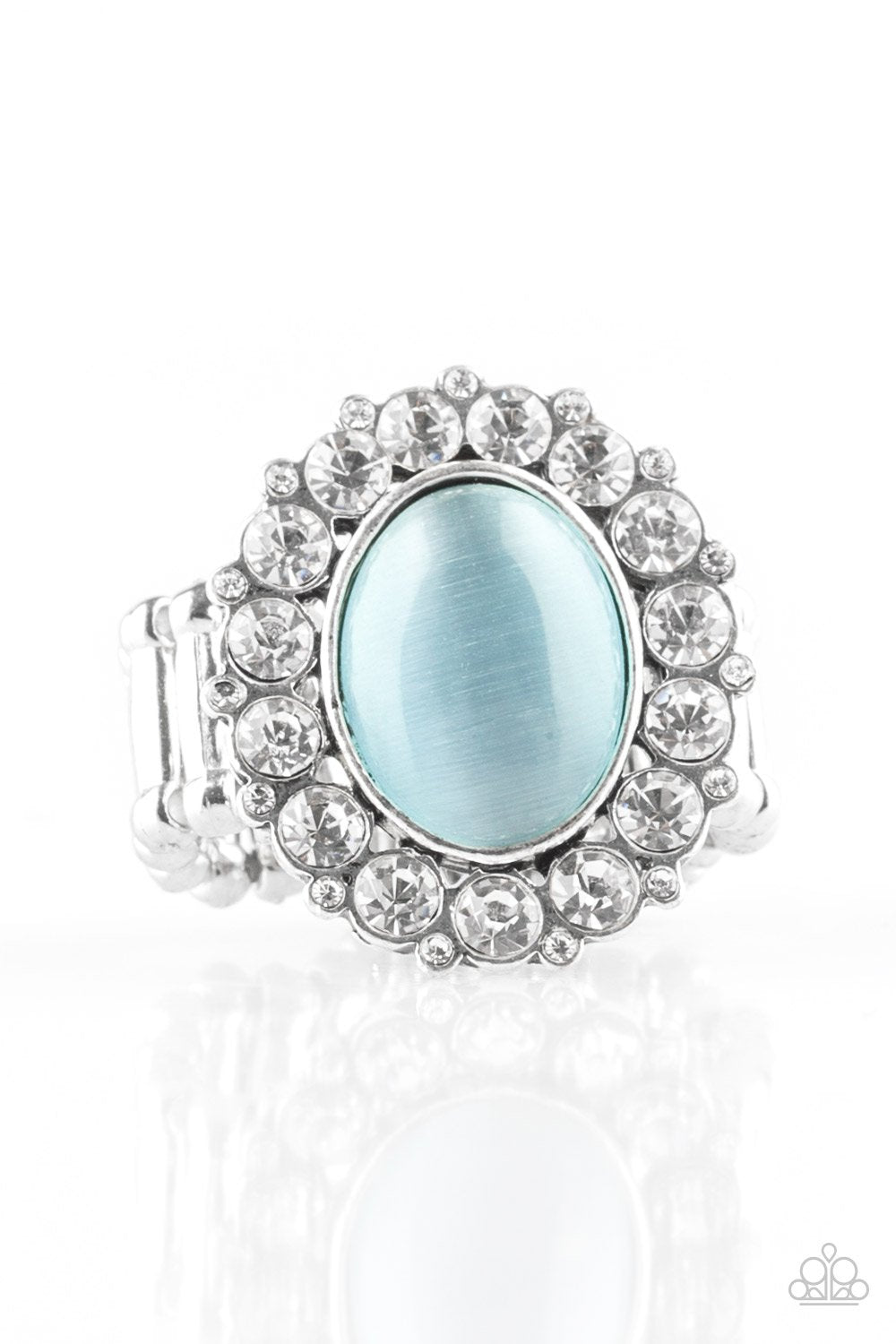 Cinderella Cinderella Blue Moonstone and White Rhinestone Ring - Paparazzi Accessories- lightbox - CarasShop.com - Paparazzi Jewelry by Cara Jewels