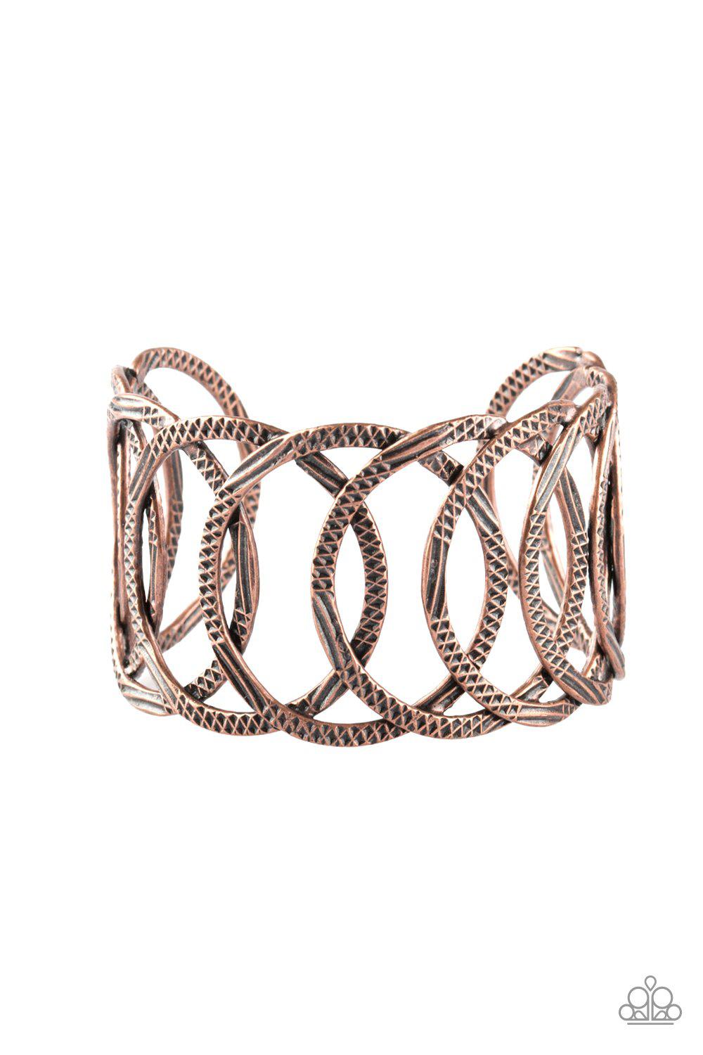 Circa de Contender Copper Cuff Bracelet - Paparazzi Accessories- lightbox - CarasShop.com - Paparazzi Jewelry by Cara Jewels