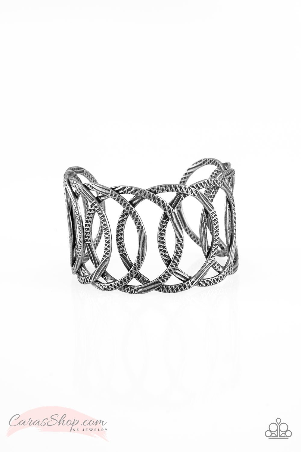 Circa de Contender Gunmetal Cuff Bracelet - Paparazzi Accessories- lightbox - CarasShop.com - Paparazzi Jewelry by Cara Jewels