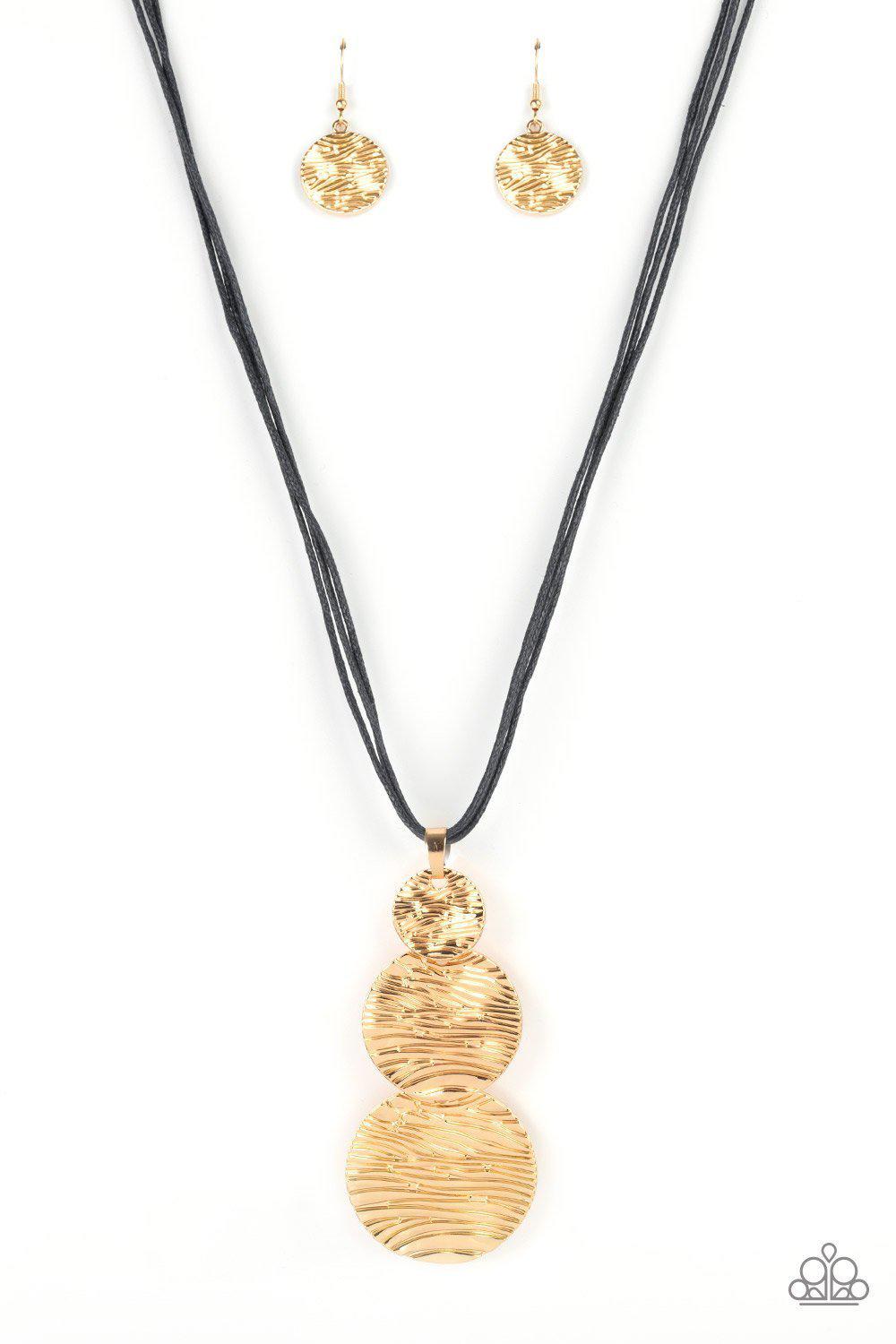 Circulating Shimmer Black and Gold Necklace - Paparazzi Accessories- lightbox - CarasShop.com - Paparazzi Jewelry by Cara Jewels