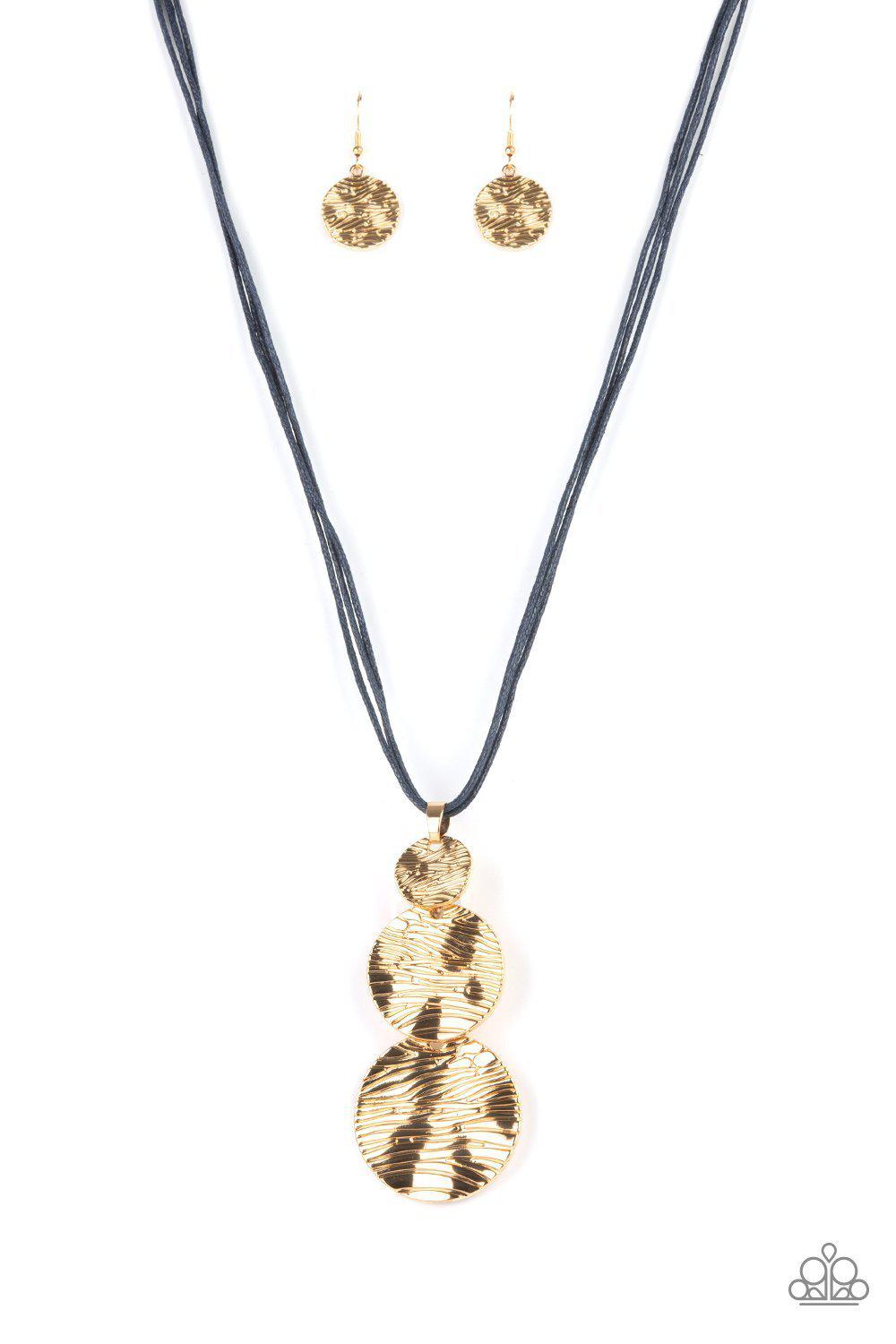 Circulating Shimmer Blue and Gold Necklace - Paparazzi Accessories- lightbox - CarasShop.com - Paparazzi Jewelry by Cara Jewels