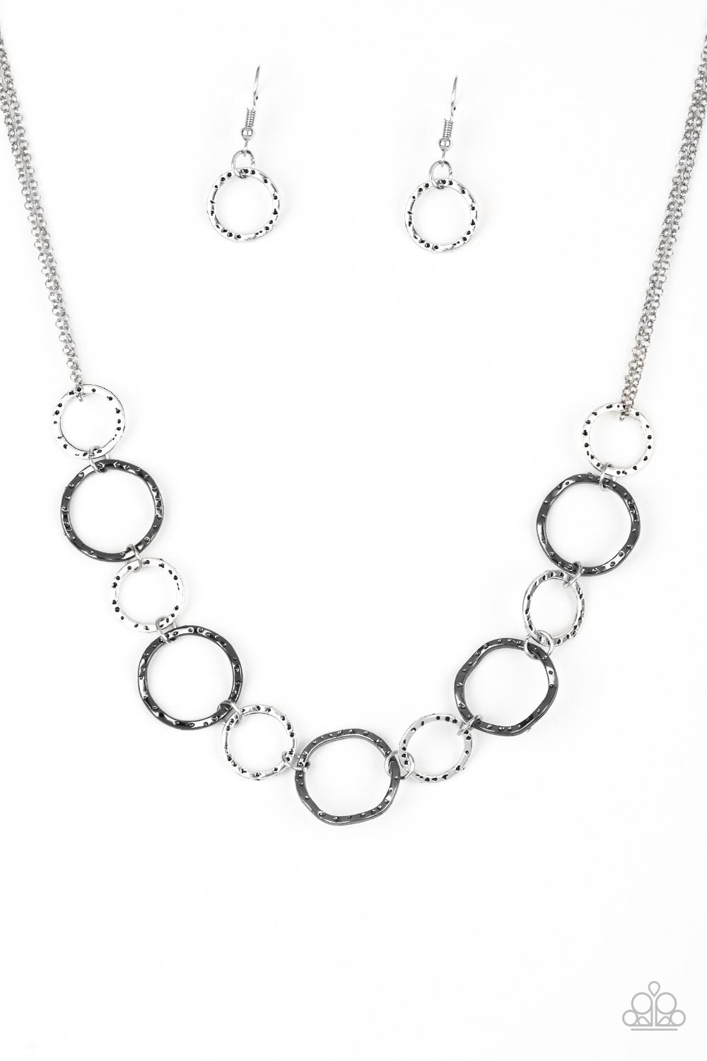 Circus Show Silver and Gunmetal Necklace - Paparazzi Accessories- lightbox - CarasShop.com - Paparazzi Jewelry by Cara Jewels