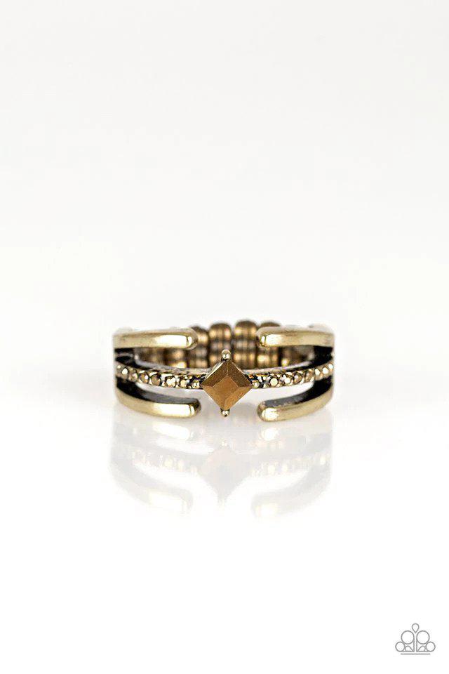 City Center Brass Ring - Paparazzi Accessories- lightbox - CarasShop.com - Paparazzi Jewelry by Cara Jewels