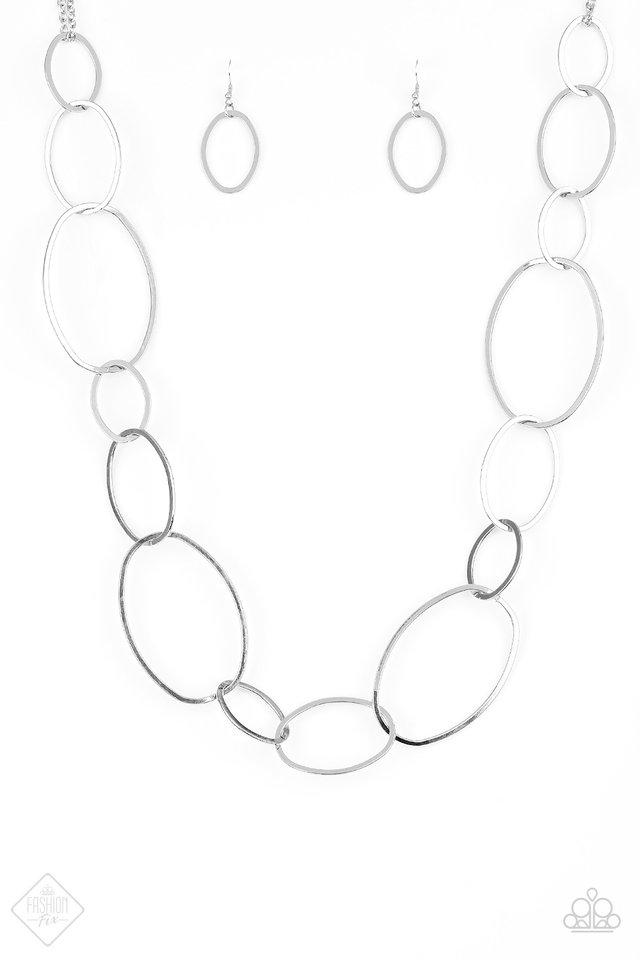 City Circuit Silver Necklace - Paparazzi Accessories- lightbox - CarasShop.com - Paparazzi Jewelry by Cara Jewels
