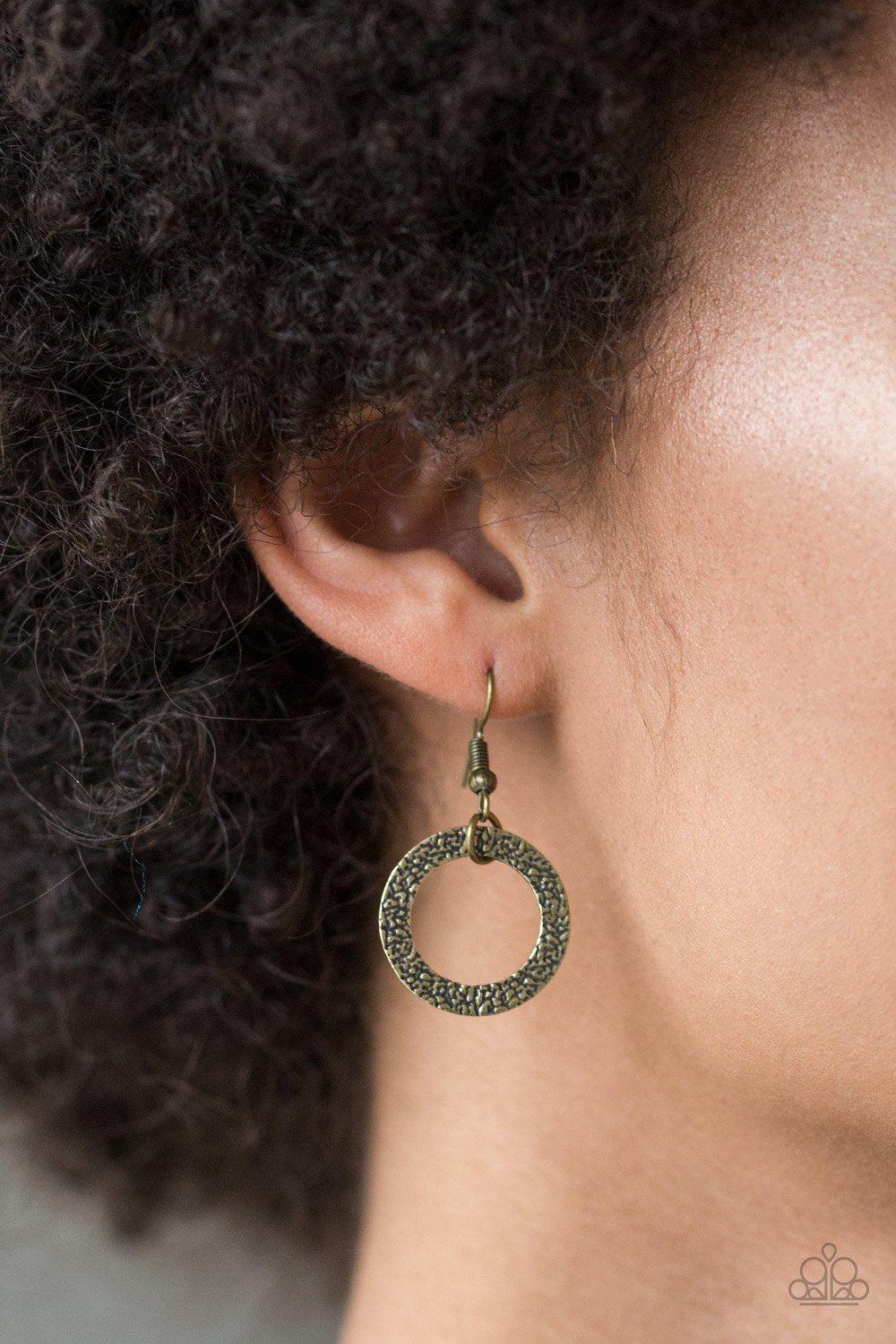 City Circus Brass Necklace - Paparazzi Accessories - free matching earrings -CarasShop.com - Paparazzi Jewelry by Cara Jewels