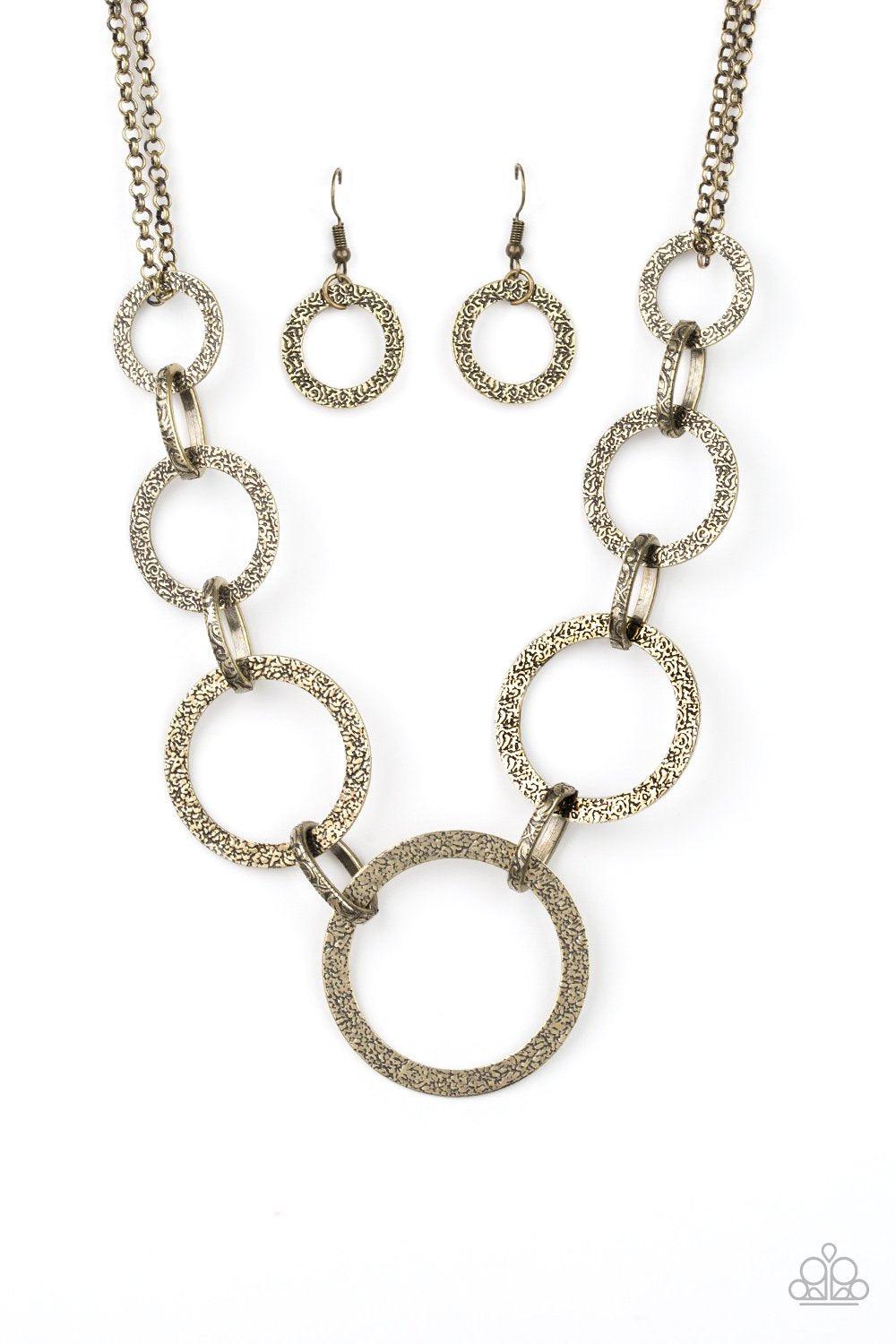City Circus Brass Necklace - Paparazzi Accessories- lightbox - CarasShop.com - Paparazzi Jewelry by Cara Jewels