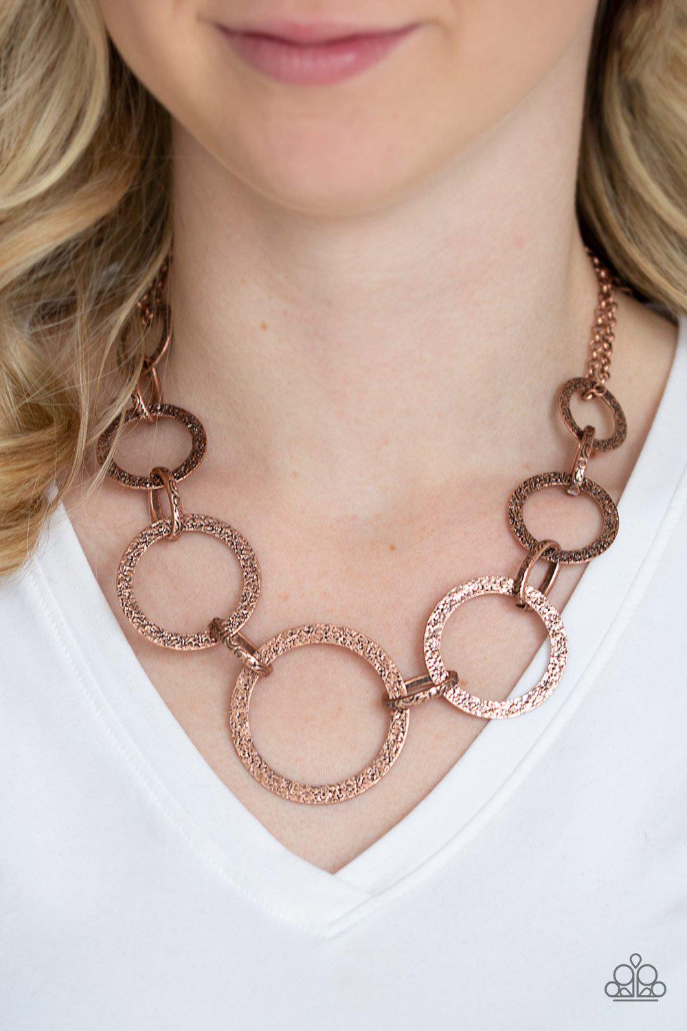 City Circus Copper Necklace - Paparazzi Accessories- on model - CarasShop.com - Paparazzi Jewelry by Cara Jewels