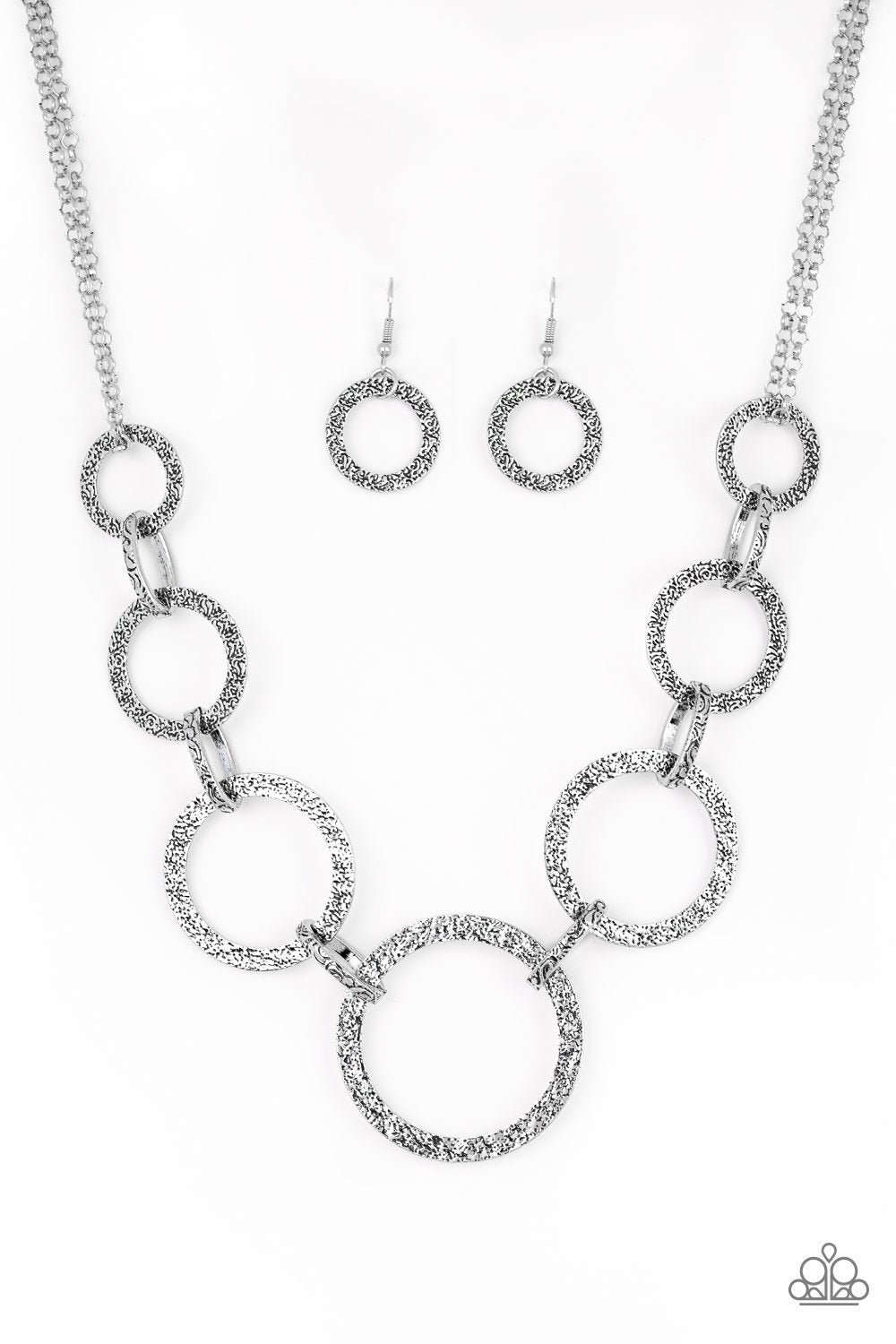 City Circus Silver Necklace - Paparazzi Accessories- lightbox - CarasShop.com - Paparazzi Jewelry by Cara Jewels