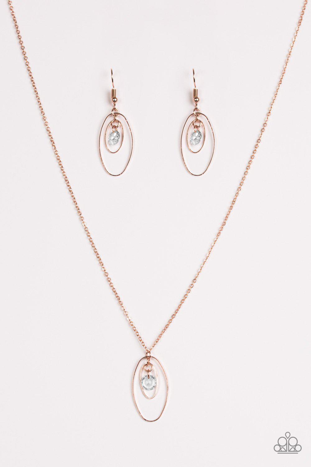 City Gem Rose Gold Necklace - Paparazzi Accessories- lightbox - CarasShop.com - Paparazzi Jewelry by Cara Jewels