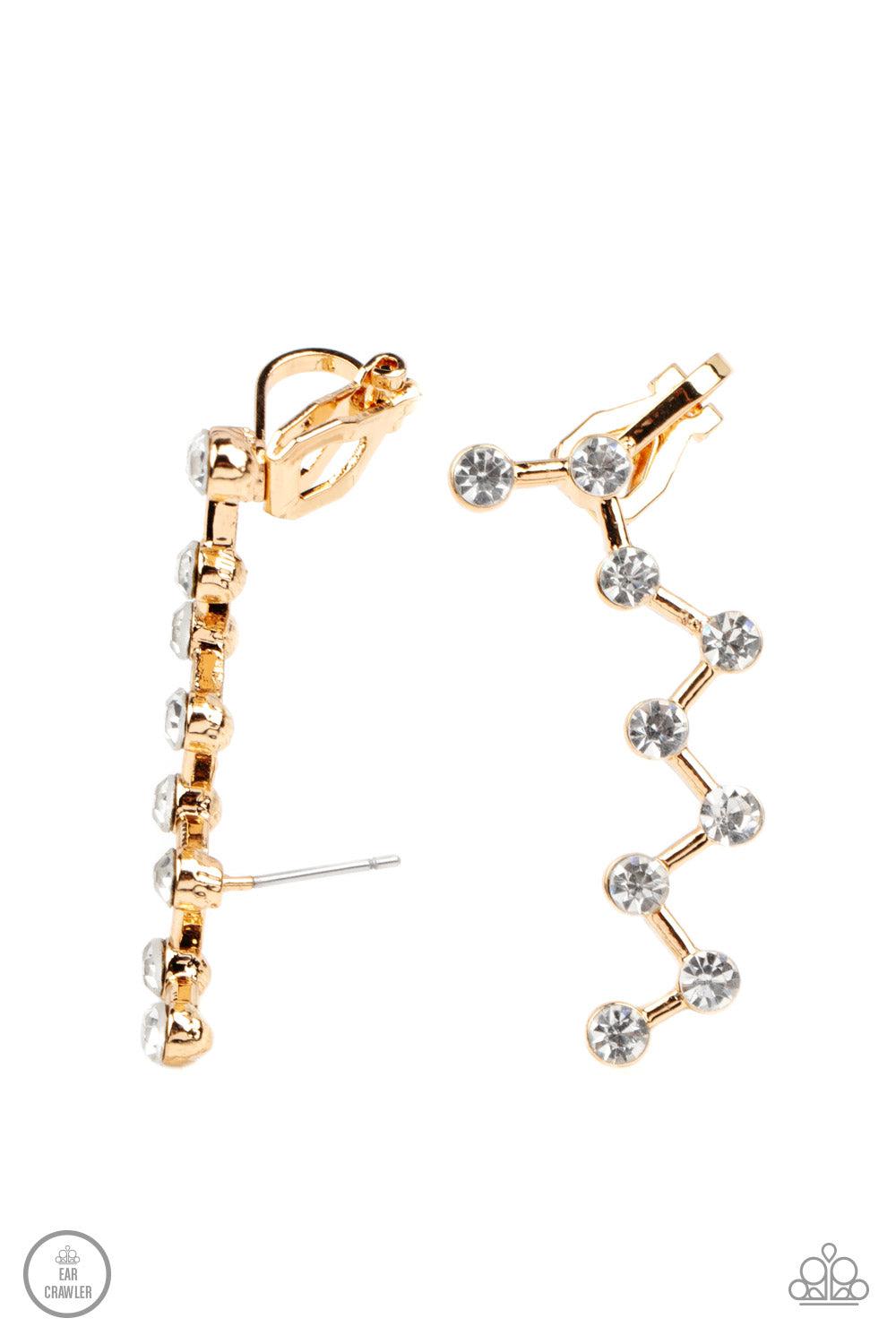 Clamoring Constellations Gold Ear Crawler Earrings - Paparazzi Accessories- lightbox - CarasShop.com - Paparazzi Jewelry by Cara Jewels