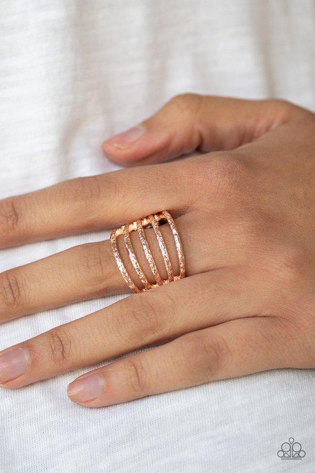 Classic Sheen Rose Gold Ring - Paparazzi Accessories- on model - CarasShop.com - Paparazzi Jewelry by Cara Jewels