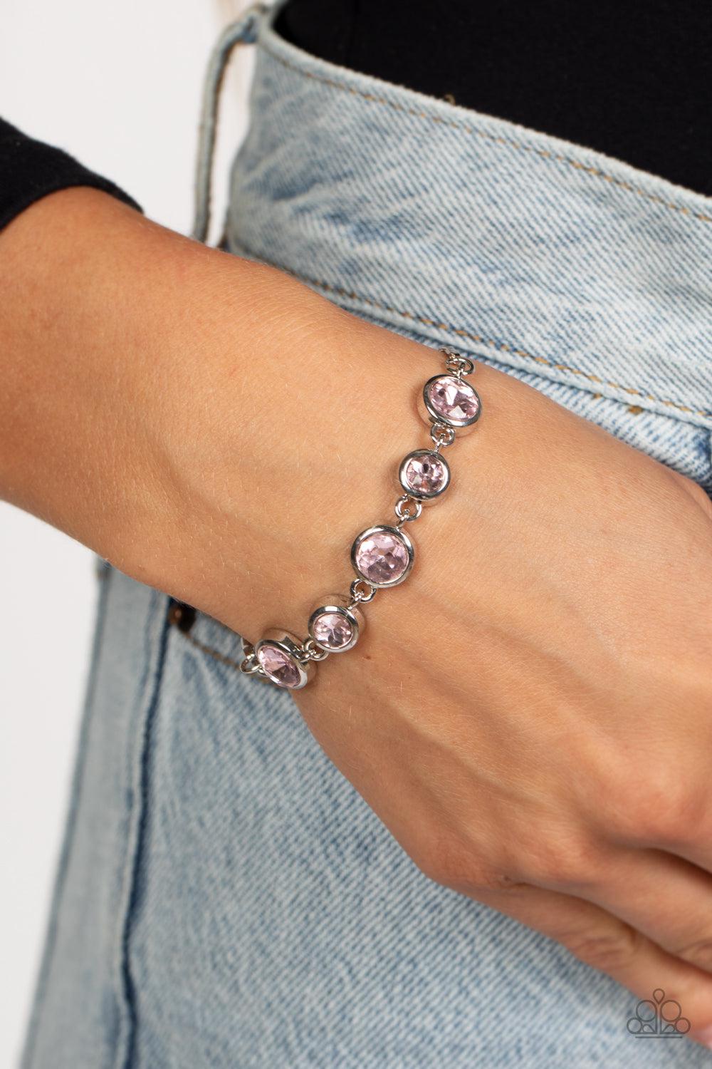 Classically Cultivated Pink Rhinestone Bracelet - Paparazzi Accessories- lightbox - CarasShop.com - Paparazzi Jewelry by Cara Jewels