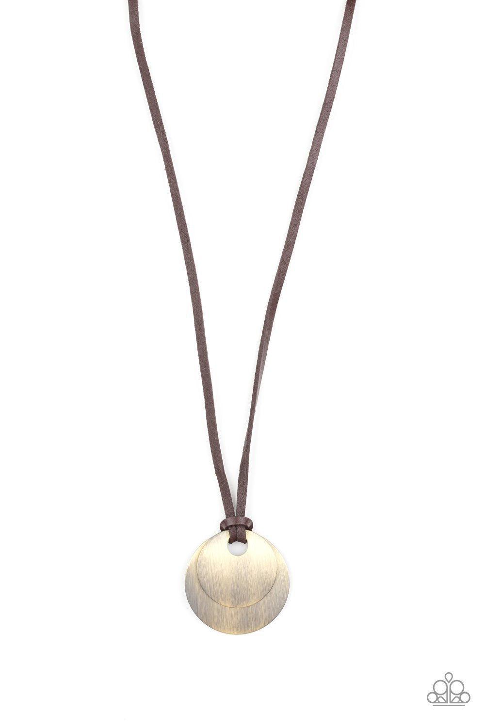 Clean Slate Brass Urban Unisex Necklace - Paparazzi Accessories- lightbox - CarasShop.com - Paparazzi Jewelry by Cara Jewels