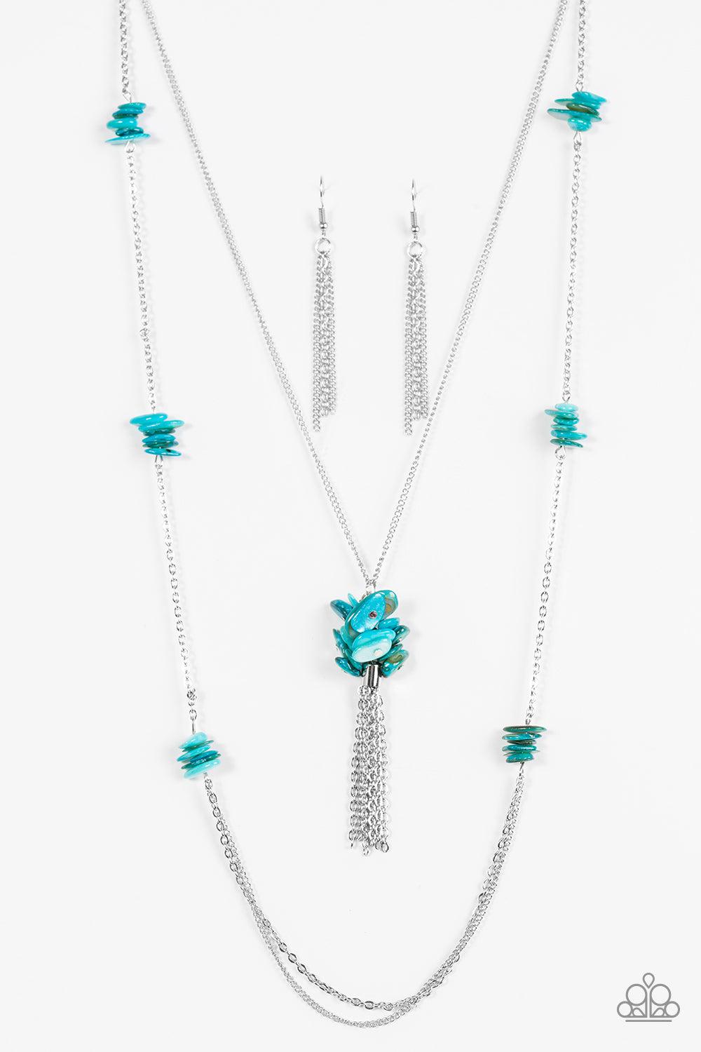 Cliff Cache Blue Stone Necklace - Paparazzi Accessories- lightbox - CarasShop.com - Paparazzi Jewelry by Cara Jewels