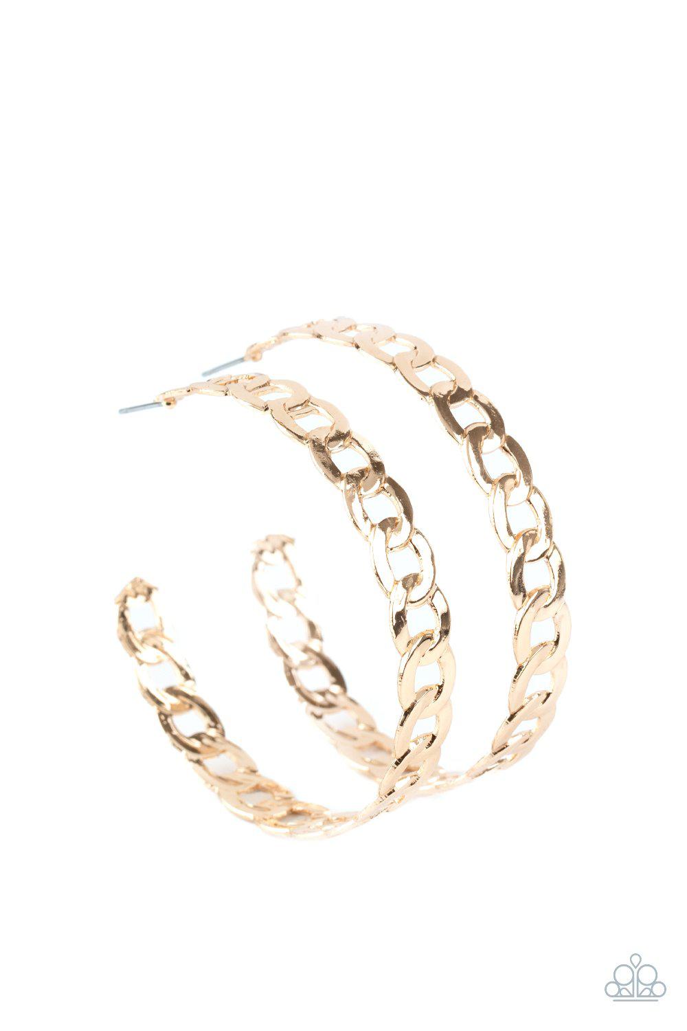 Climate CHAINge Gold Chain Link Hoop Earrings - Paparazzi Accessories- lightbox - CarasShop.com - Paparazzi Jewelry by Cara Jewels