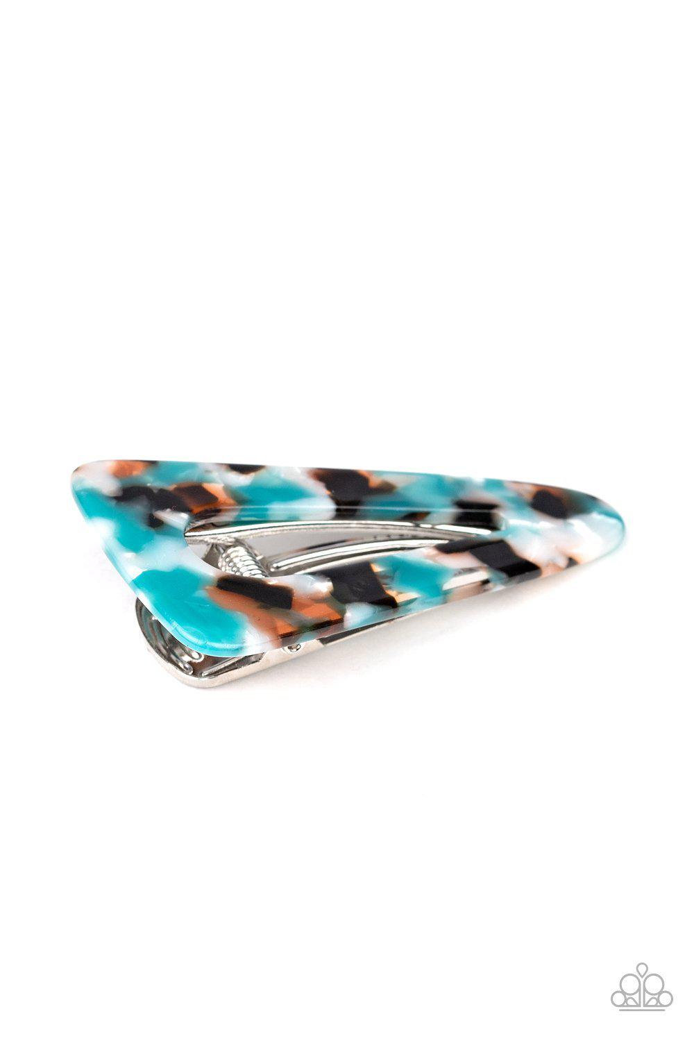 Clip Art Blue and Black Hair Clip - Paparazzi Accessories- lightbox - CarasShop.com - Paparazzi Jewelry by Cara Jewels