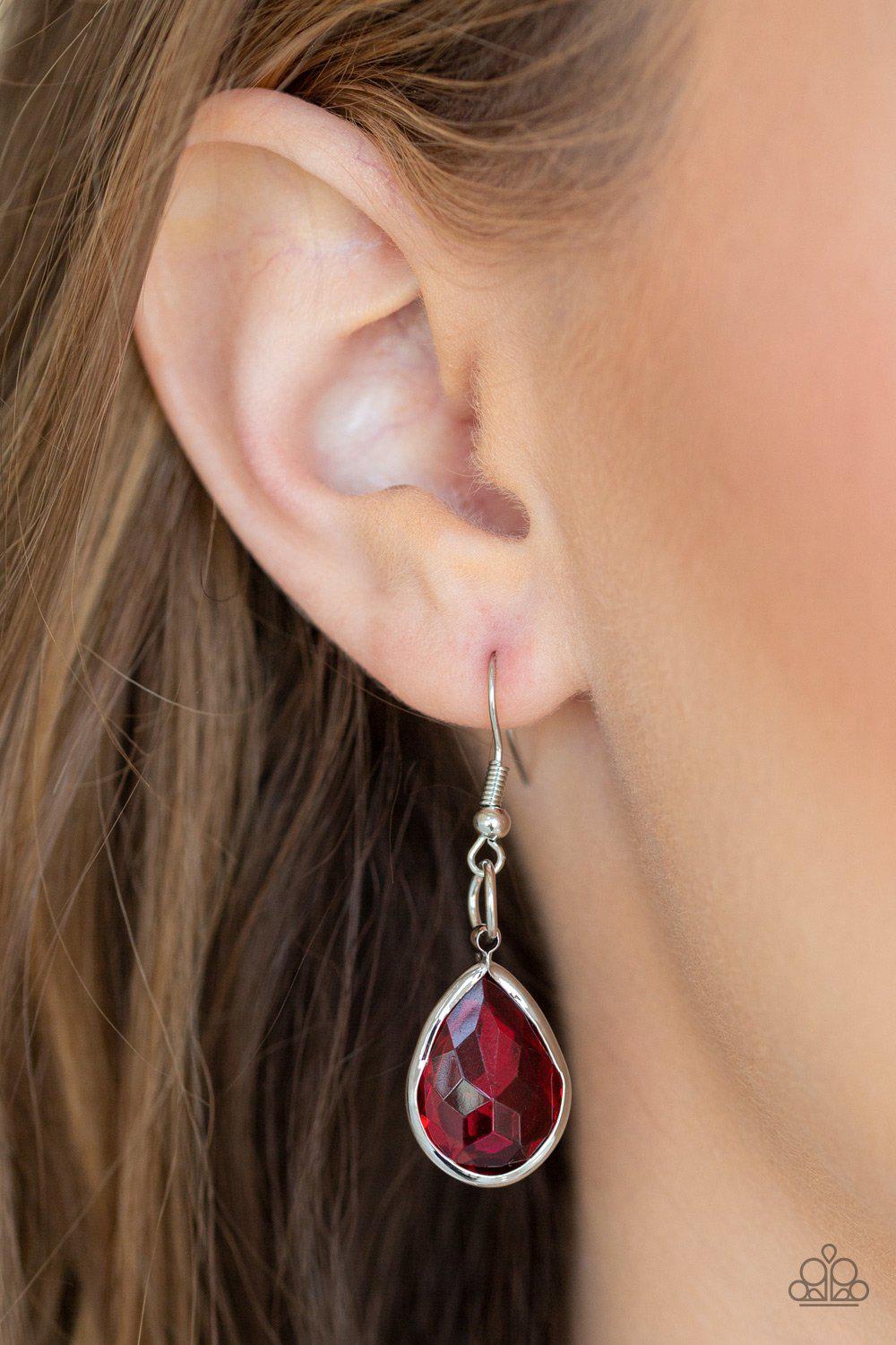 CLIQUE-bait Red and Silver Necklace - Paparazzi Accessories - free matching earrings -CarasShop.com - Paparazzi Jewelry by Cara Jewels