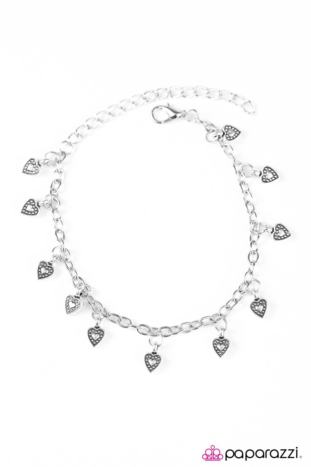 Closer To The Heart Silver Heart Bracelet - Paparazzi Accessories- lightbox - CarasShop.com - Paparazzi Jewelry by Cara Jewels