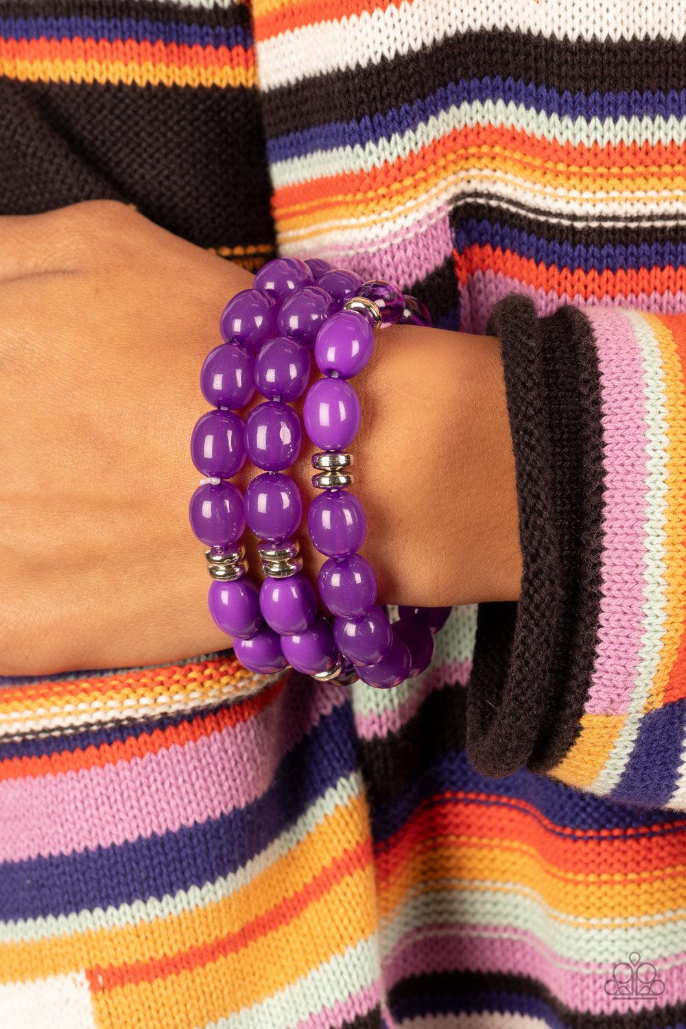Coastal Coastin Purple Bracelet - Paparazzi Accessories- on model - CarasShop.com - Paparazzi Jewelry by Cara Jewels