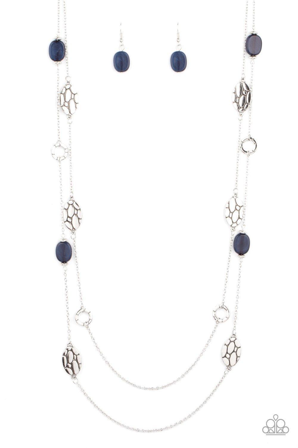 Cobble Creeks Blue and Silver Necklace - Paparazzi Accessories- lightbox - CarasShop.com - Paparazzi Jewelry by Cara Jewels