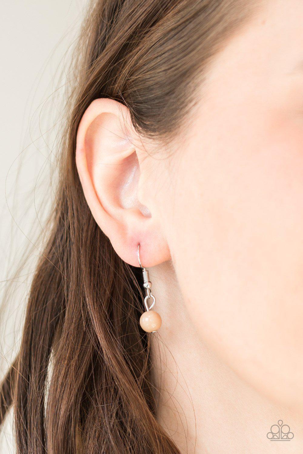 Collectively Carefree Brown and Silver Necklace - Paparazzi Accessories - free matching earrings -CarasShop.com - Paparazzi Jewelry by Cara Jewels