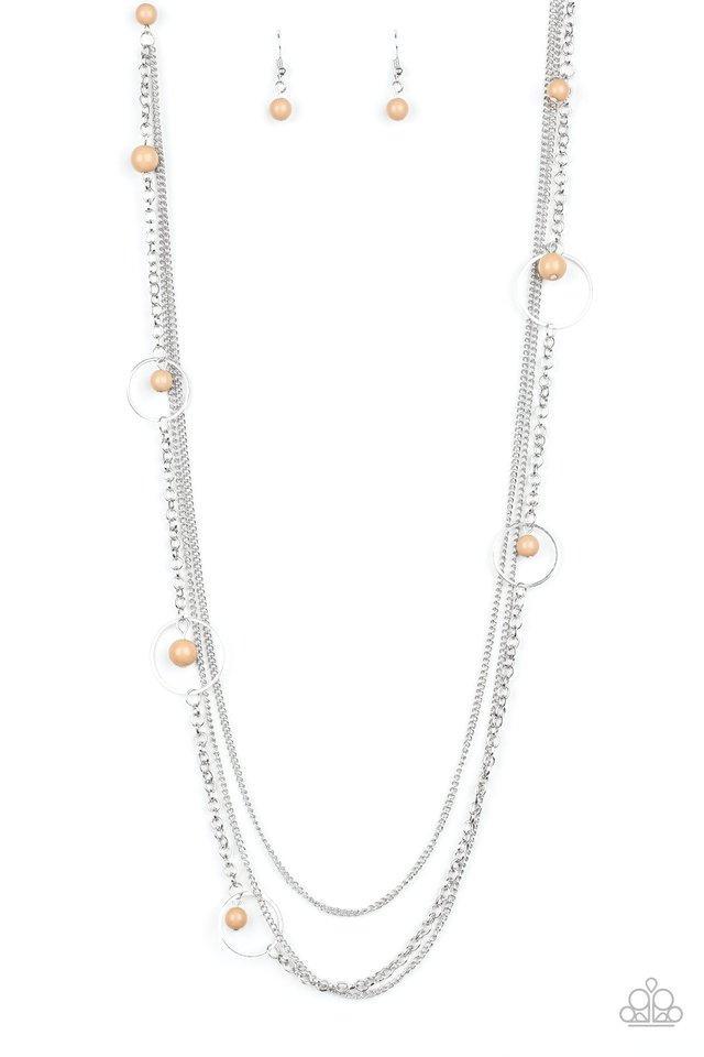Collectively Carefree Brown and Silver Necklace - Paparazzi Accessories- lightbox - CarasShop.com - Paparazzi Jewelry by Cara Jewels