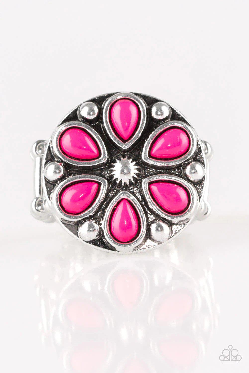 Color Me Calla Lilly Pink Ring - Paparazzi Accessories- lightbox - CarasShop.com - Paparazzi Jewelry by Cara Jewels