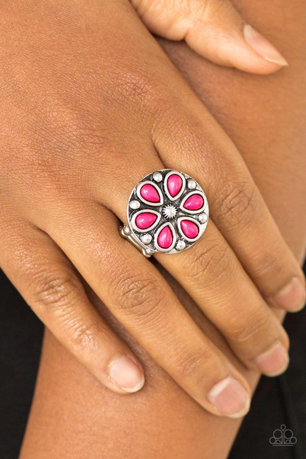 Color Me Calla Lilly Pink Ring - Paparazzi Accessories- lightbox - CarasShop.com - Paparazzi Jewelry by Cara Jewels