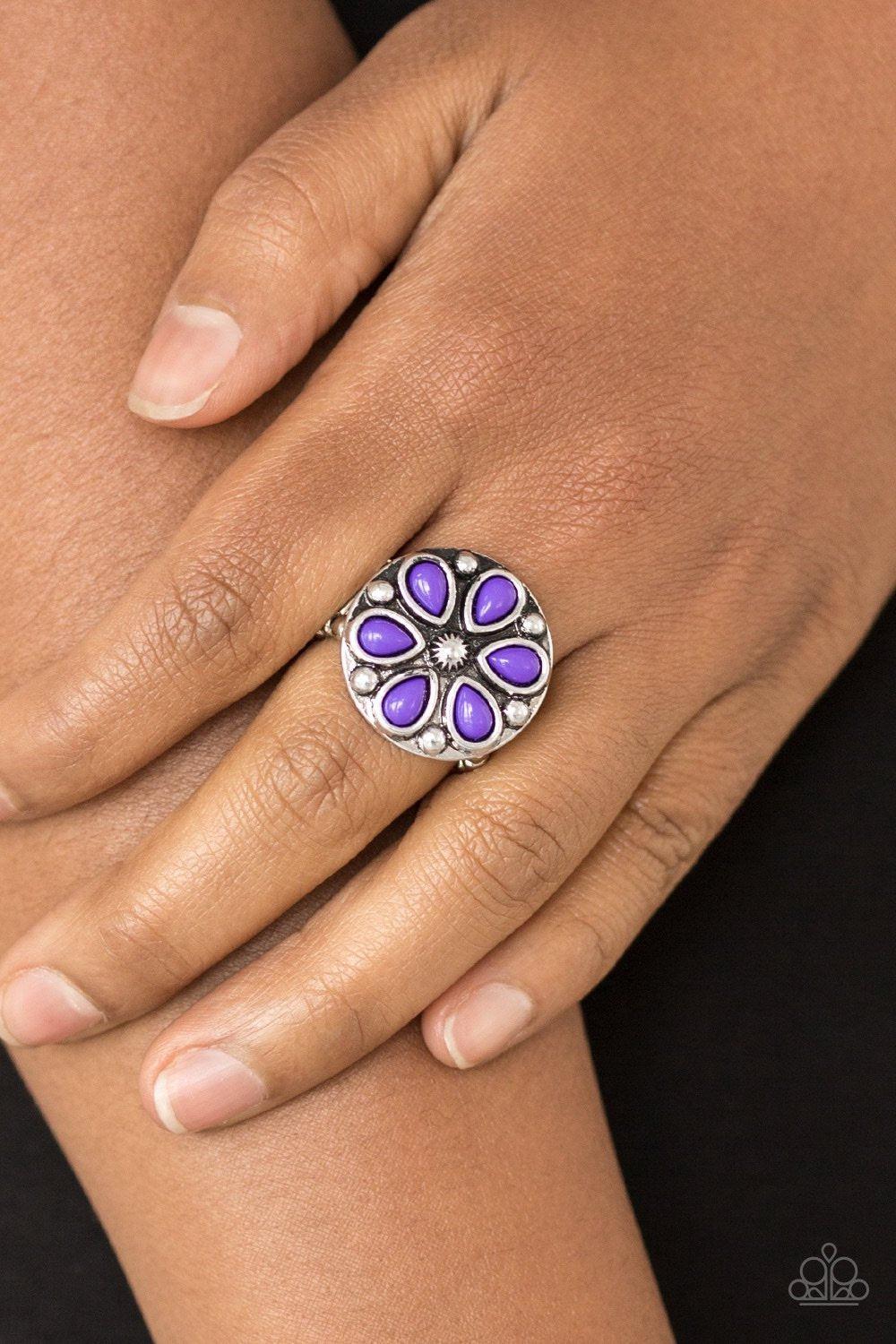 Color Me Calla Lily Purple Flower Ring - Paparazzi Accessories- lightbox - CarasShop.com - Paparazzi Jewelry by Cara Jewels