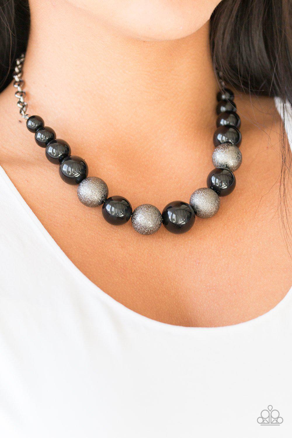 Color Me CEO Black Necklace - Paparazzi Accessories- on model - CarasShop.com - Paparazzi Jewelry by Cara Jewels