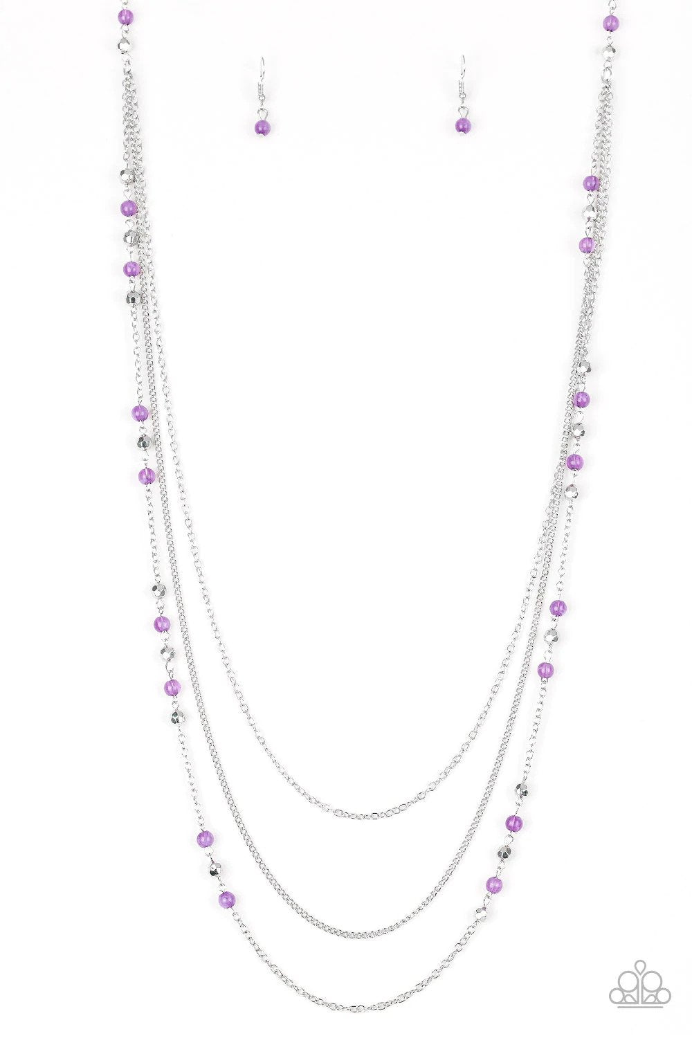 Colorful Cadence Purple Necklace - Paparazzi Accessories- lightbox - CarasShop.com - Paparazzi Jewelry by Cara Jewels