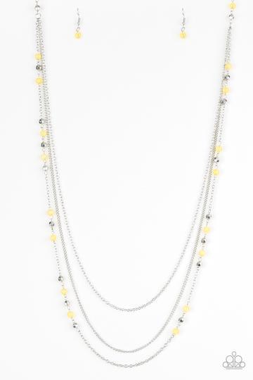 Colorful Cadence Yellow Necklace - Paparazzi Accessories- lightbox - CarasShop.com - Paparazzi Jewelry by Cara Jewels