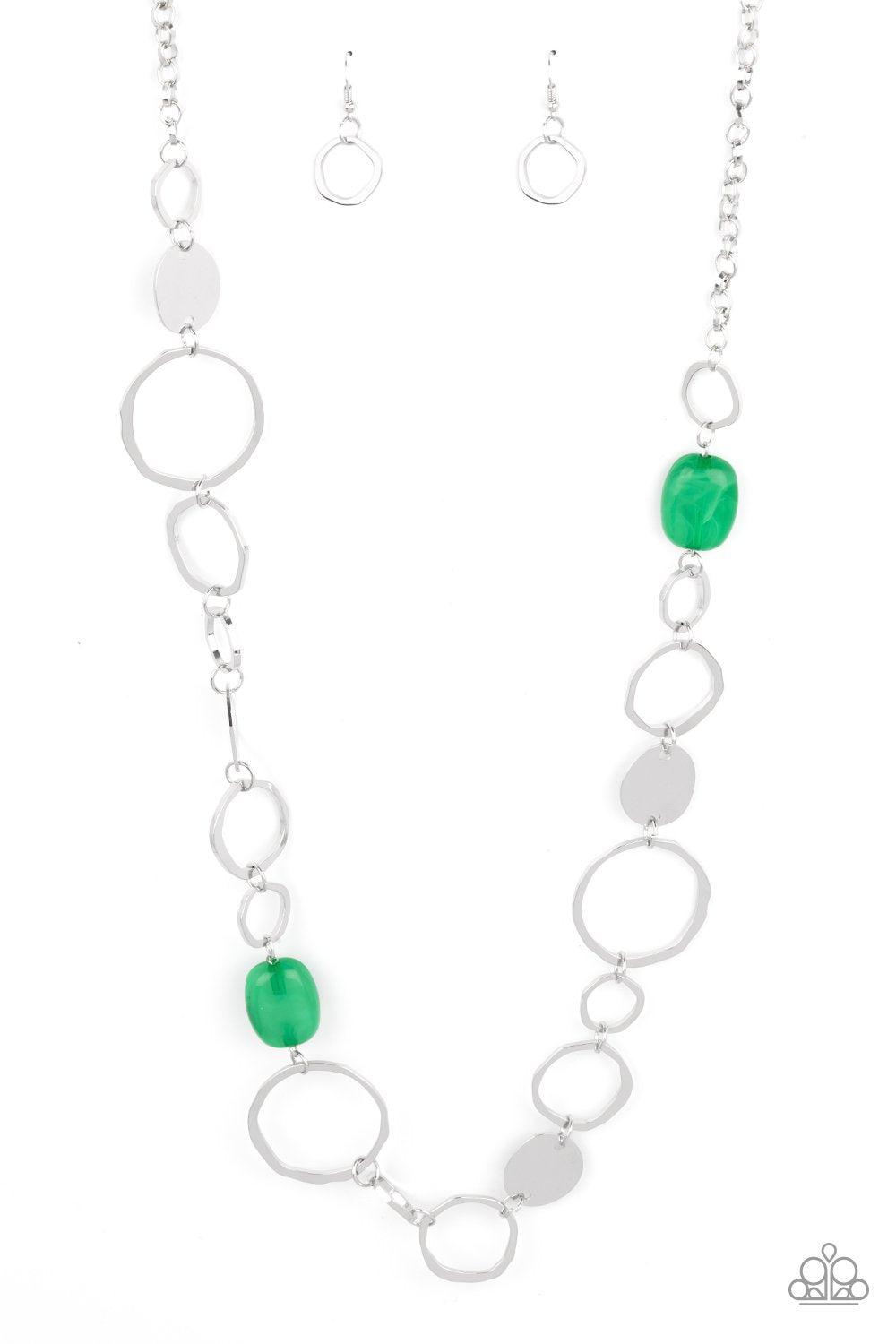 Colorful Combo Green and Silver Necklace - Paparazzi Accessories- lightbox - CarasShop.com - Paparazzi Jewelry by Cara Jewels