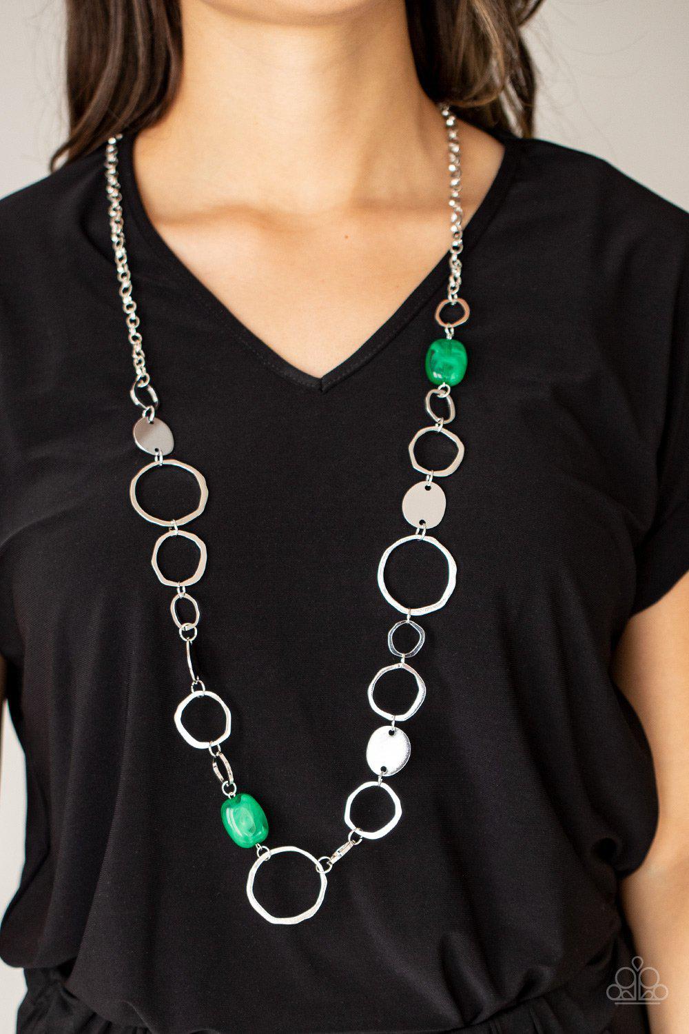 Colorful Combo Green and Silver Necklace - Paparazzi Accessories- lightbox - CarasShop.com - Paparazzi Jewelry by Cara Jewels