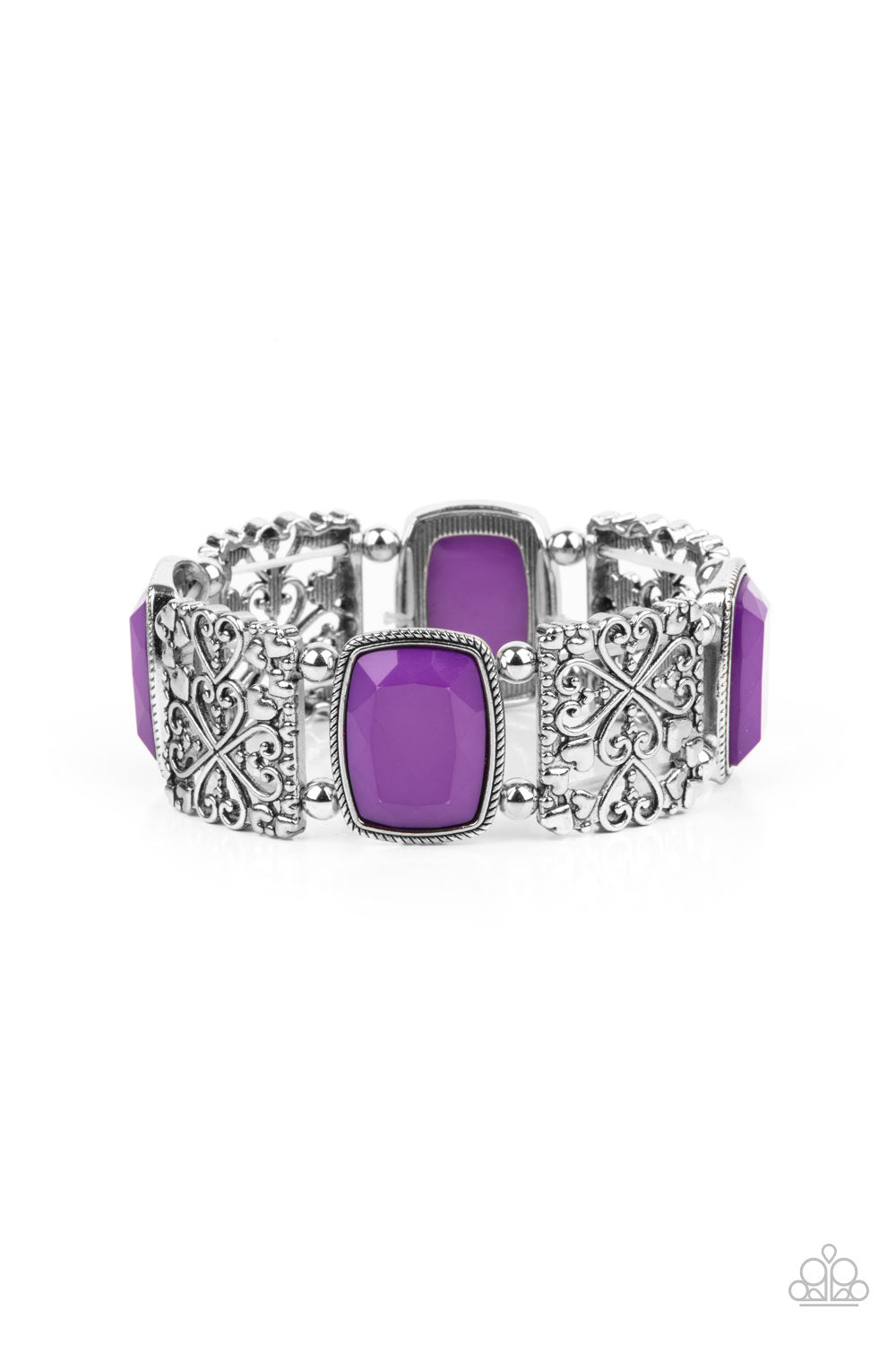 Colorful Coronation Purple and Silver Bracelet - Paparazzi Accessories- lightbox - CarasShop.com - Paparazzi Jewelry by Cara Jewels
